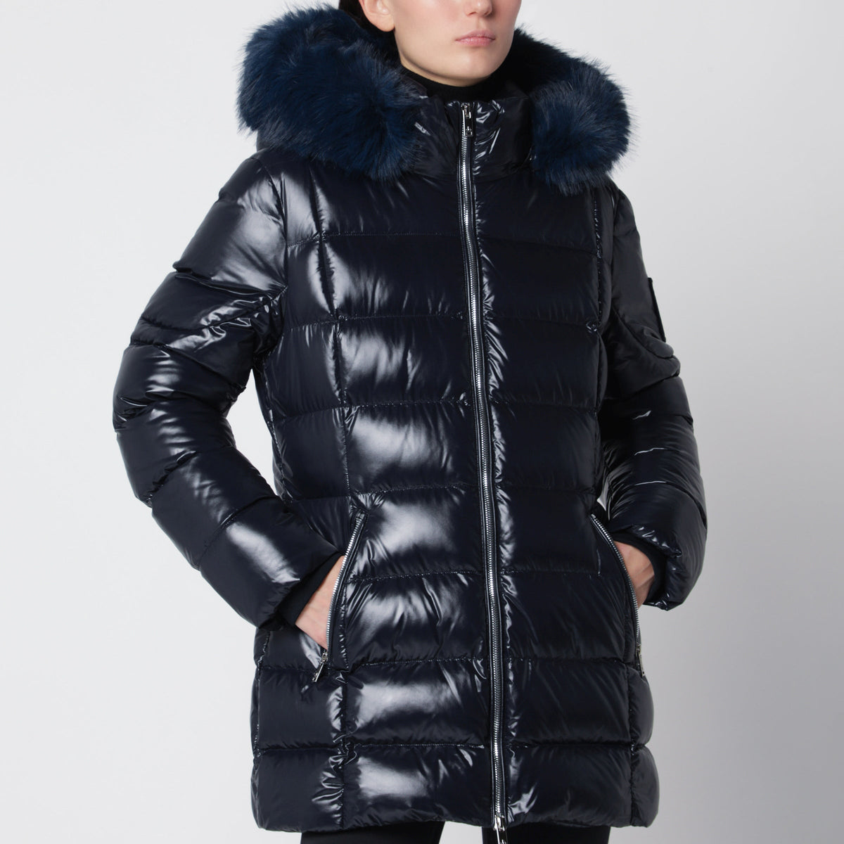 Moose Knuckles Celestia 3Q Navy Blue Nylon Down Jacket Women MOOSE KNUCKLES