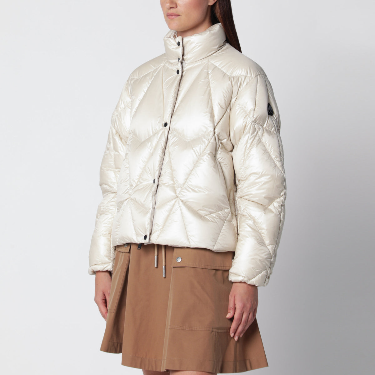 Moose Knuckles Iceberg Quilt Down Alabaster Nylon Down Jacket Women MOOSE KNUCKLES