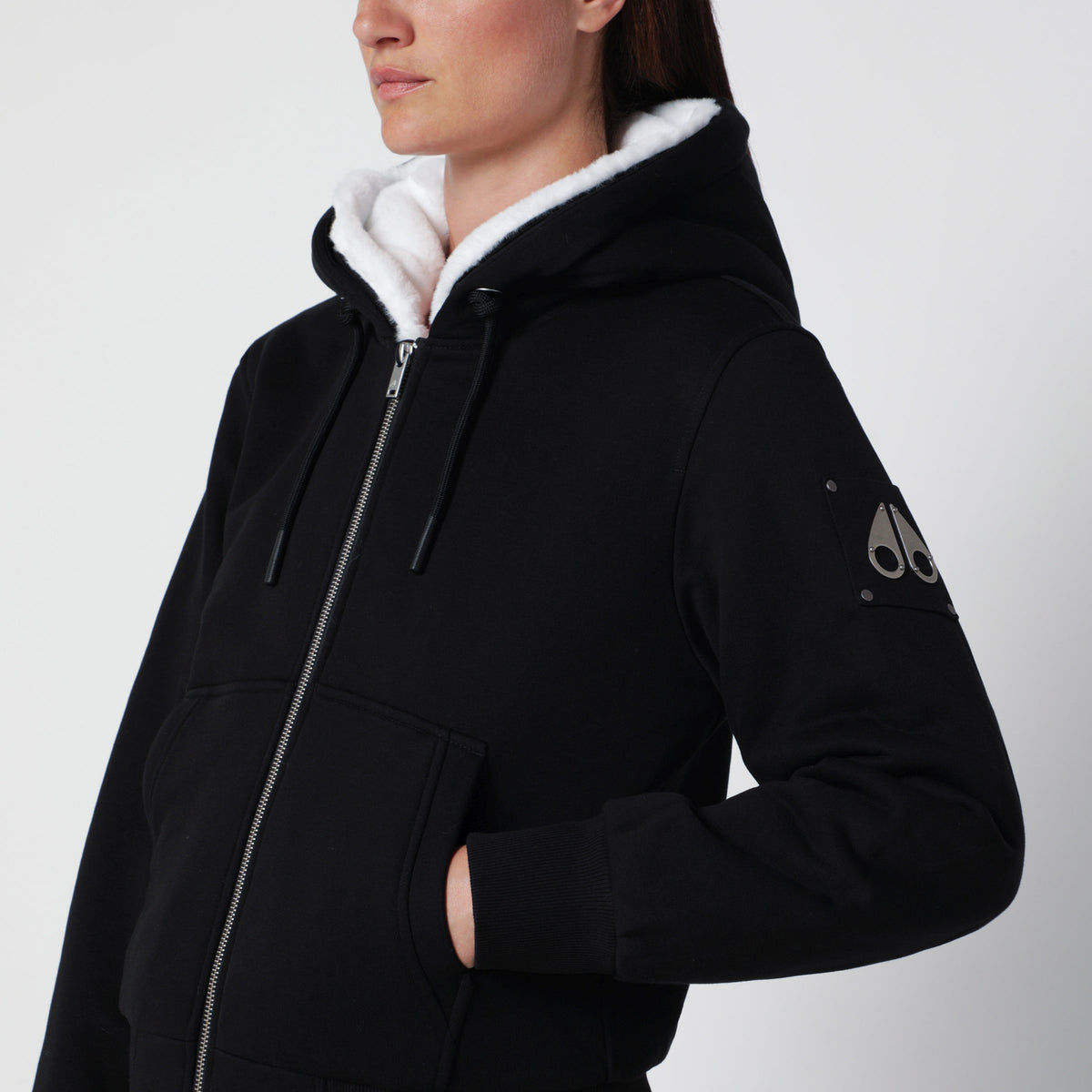 Moose Knuckles Classic Bunny Black / White Cotton Sweatshirt Women MOOSE KNUCKLES