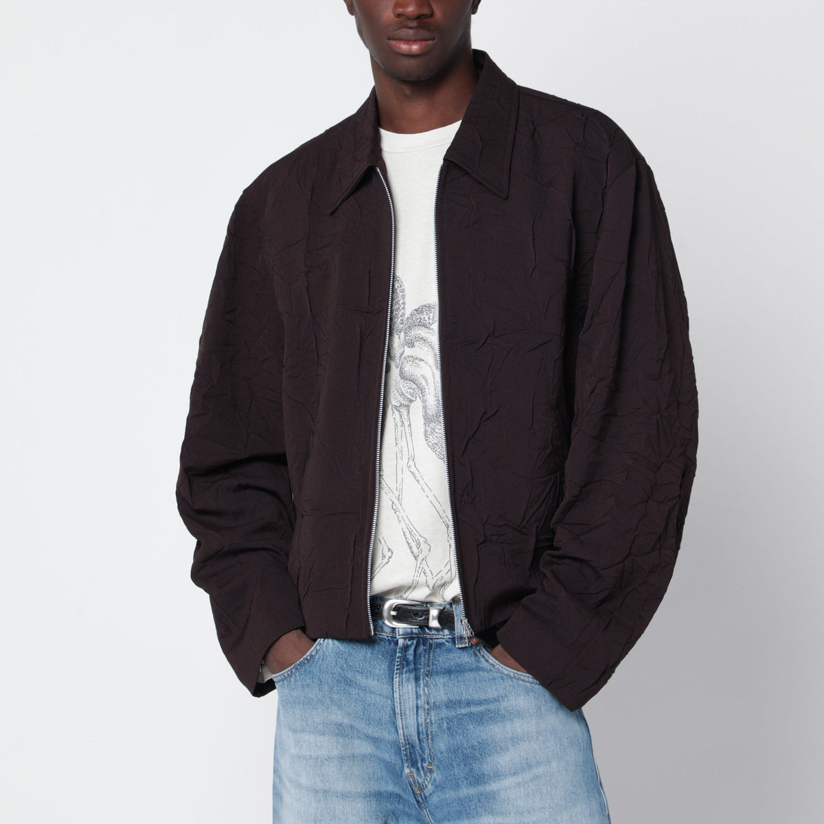 Our Legacy Brown Zip-Up Jacket In Virgin Wool Men OUR LEGACY