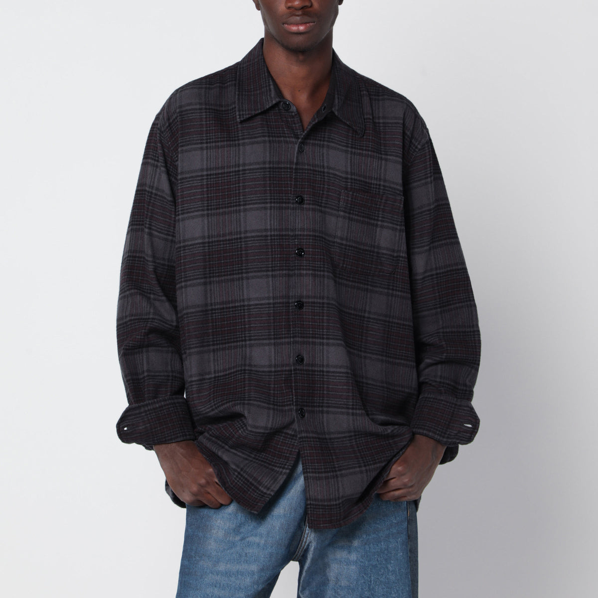 Our Legacy Above Checked Cotton Flannel Shirt Men OUR LEGACY