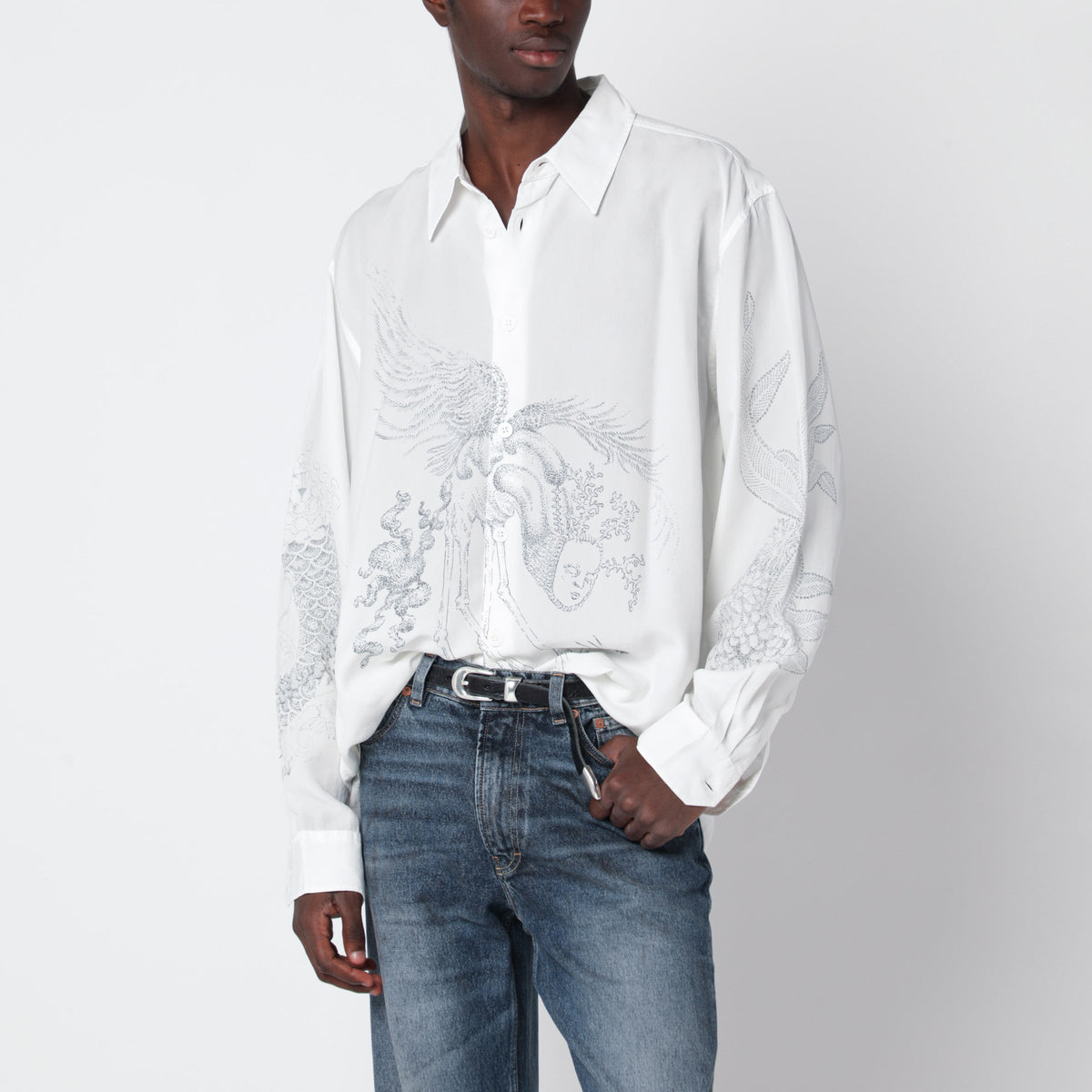 Our Legacy White Beyond Shirt In Printed Lyocell Men OUR LEGACY