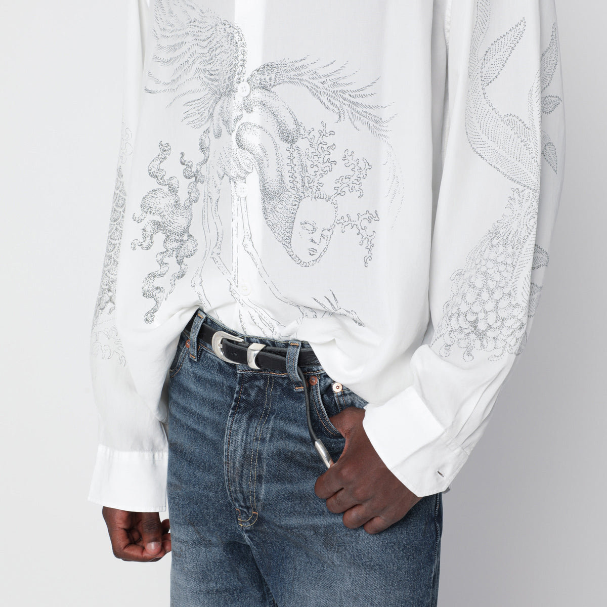 Our Legacy White Beyond Shirt In Printed Lyocell Men OUR LEGACY
