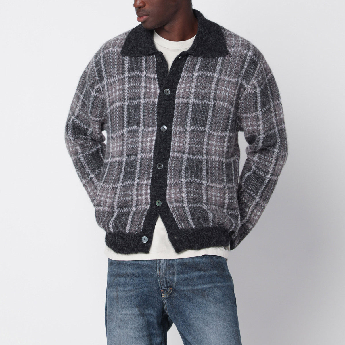 Our Legacy Checked Evening Polo Sweater In Alpaca Blend Men OUR LEGACY