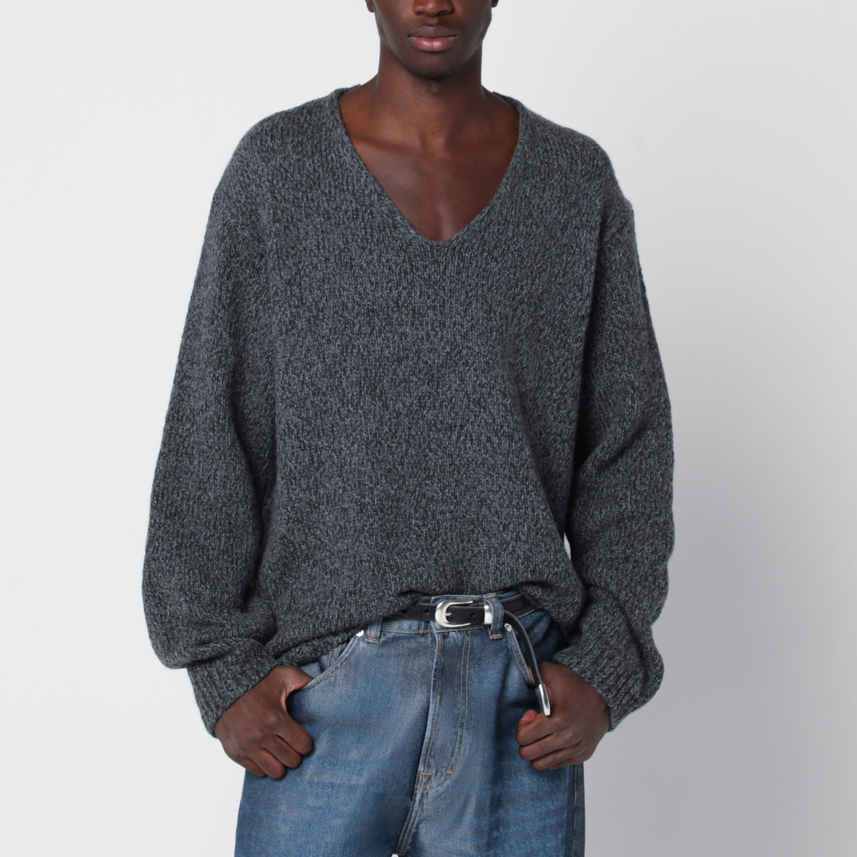 Our Legacy Ash Grey Wool Link Sweater Men OUR LEGACY