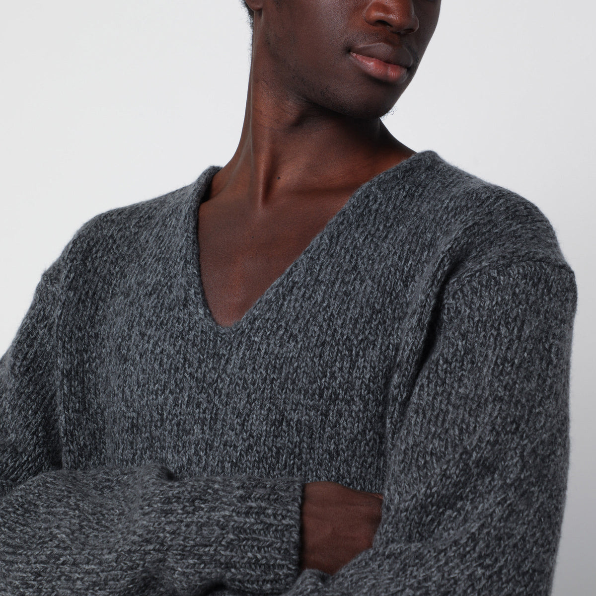 Our Legacy Ash Grey Wool Link Sweater Men OUR LEGACY