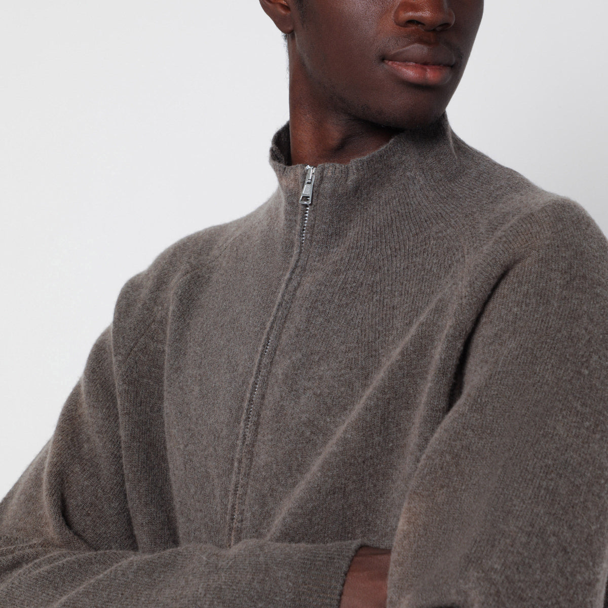 Our Legacy Brown Line Zip Cardigan In Merino Wool Men OUR LEGACY