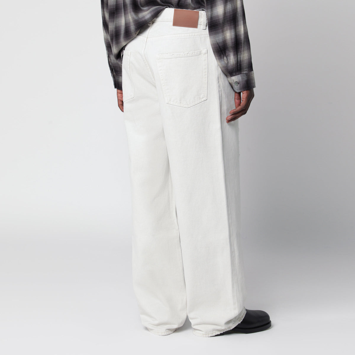 Our Legacy Chalk White Wide-Leg Jeans With Rips Men OUR LEGACY