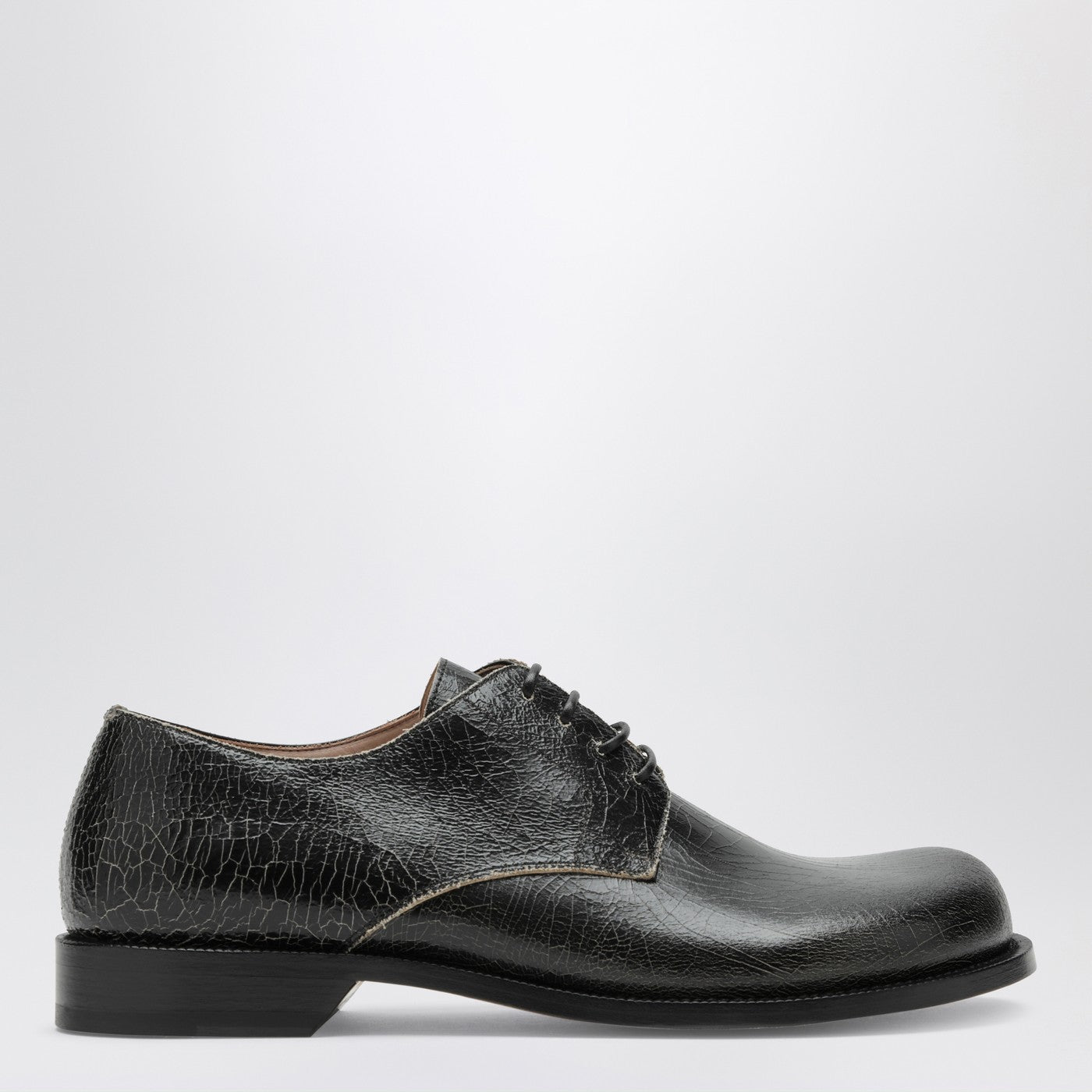 Loewe Campo Derby In Black Crackled Calfskin Men LOEWE