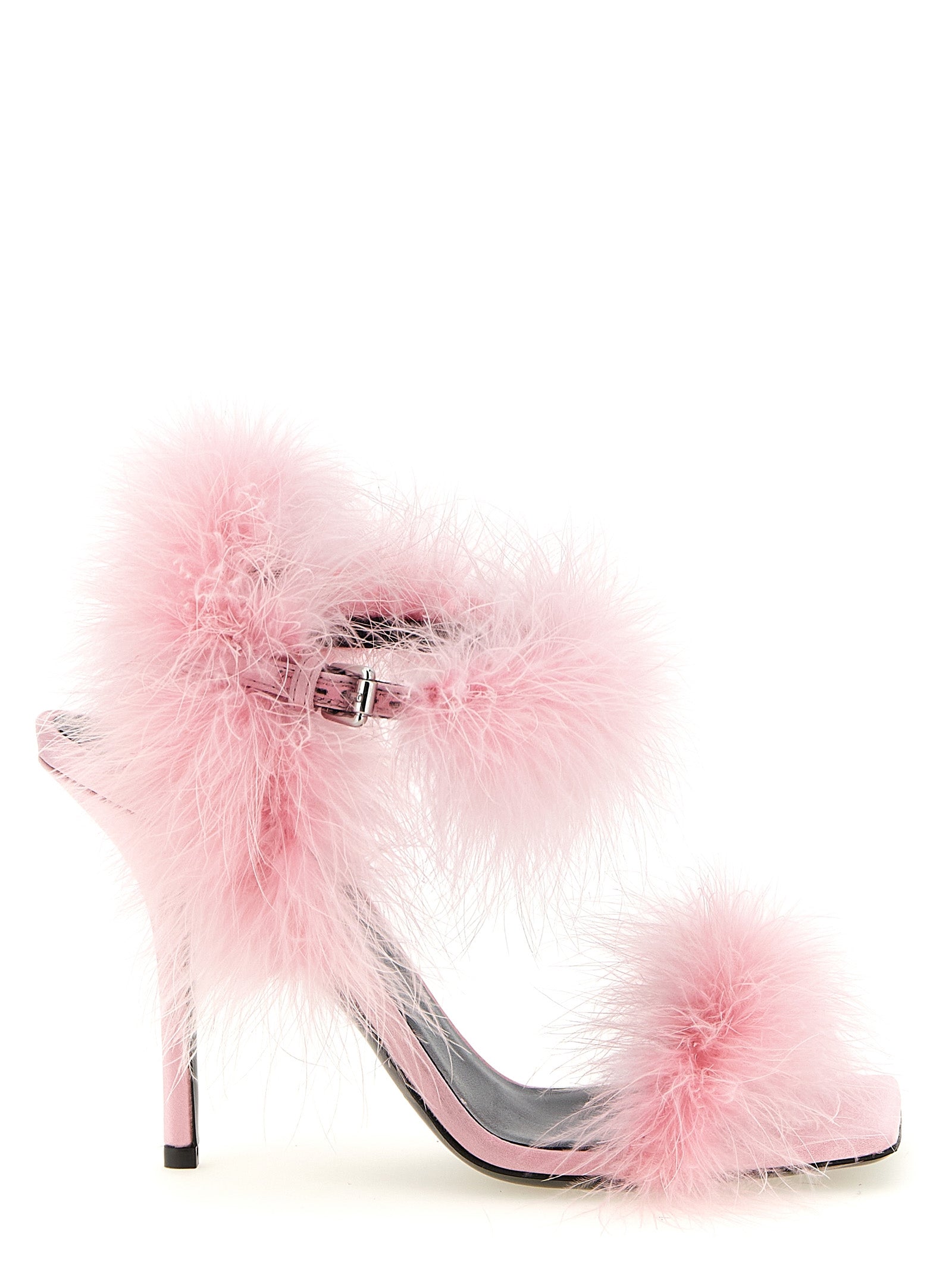Moschino Women Satin Sandals And Feathers MOSCHINO