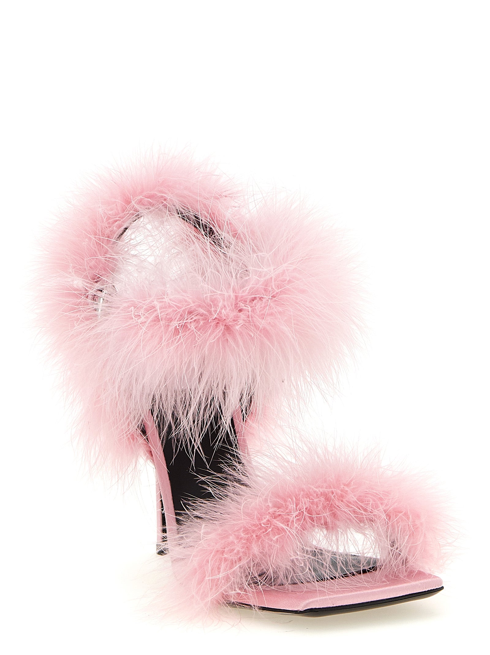 Moschino Women Satin Sandals And Feathers MOSCHINO