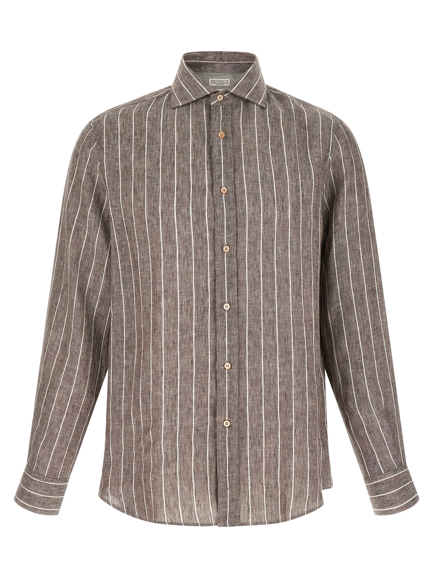 Brunello Cucinelli Men Pinstriped Canvas Shirt BRUNELLO CUCINELLI
