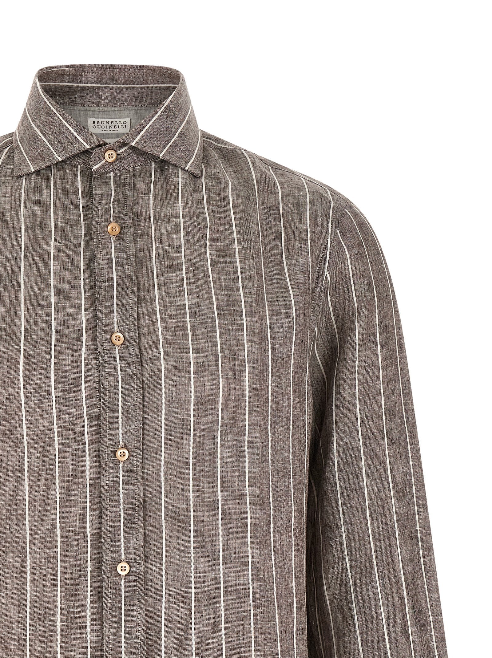 Brunello Cucinelli Men Pinstriped Canvas Shirt BRUNELLO CUCINELLI