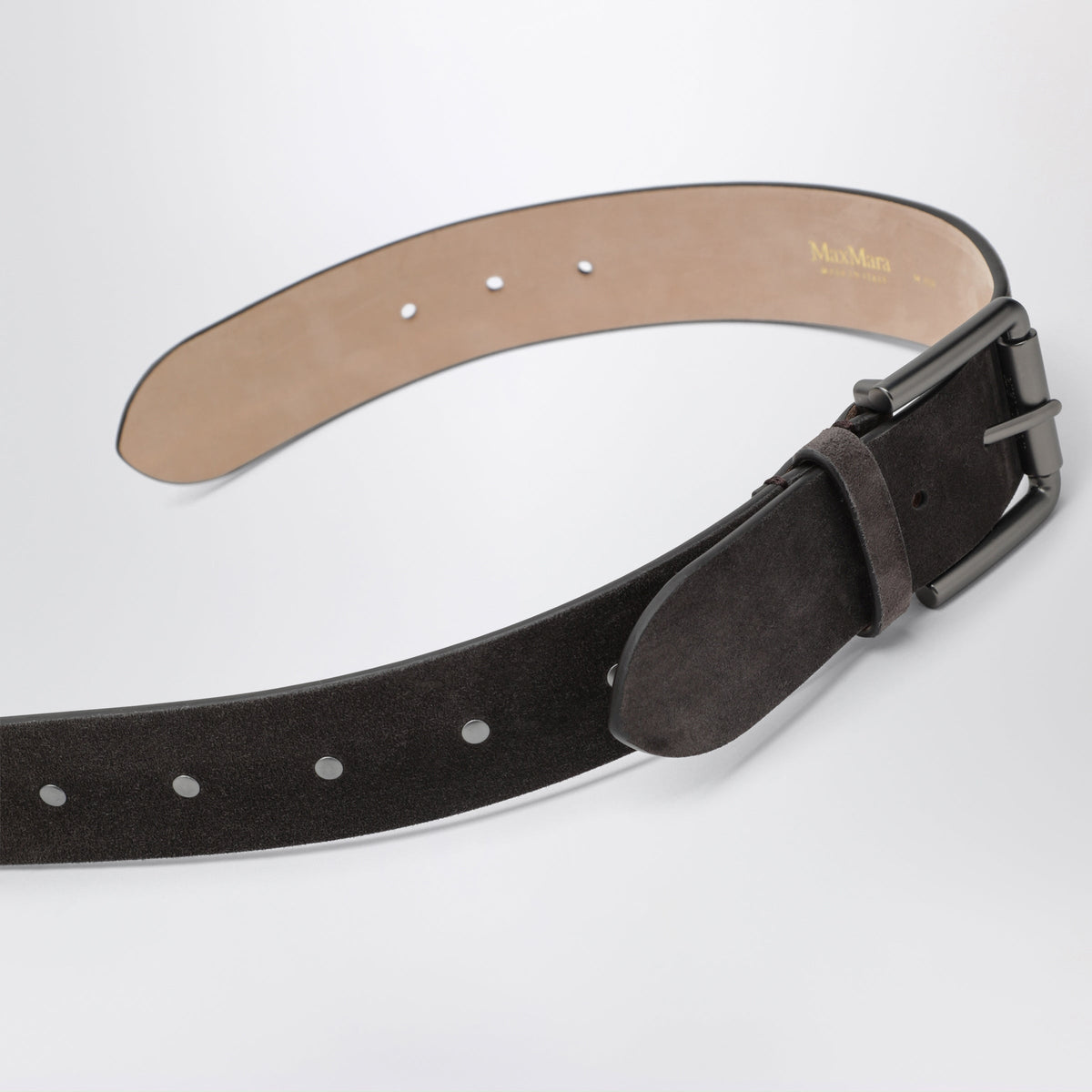 Max Mara Brown Studded Belt In Suede Women MAX MARA