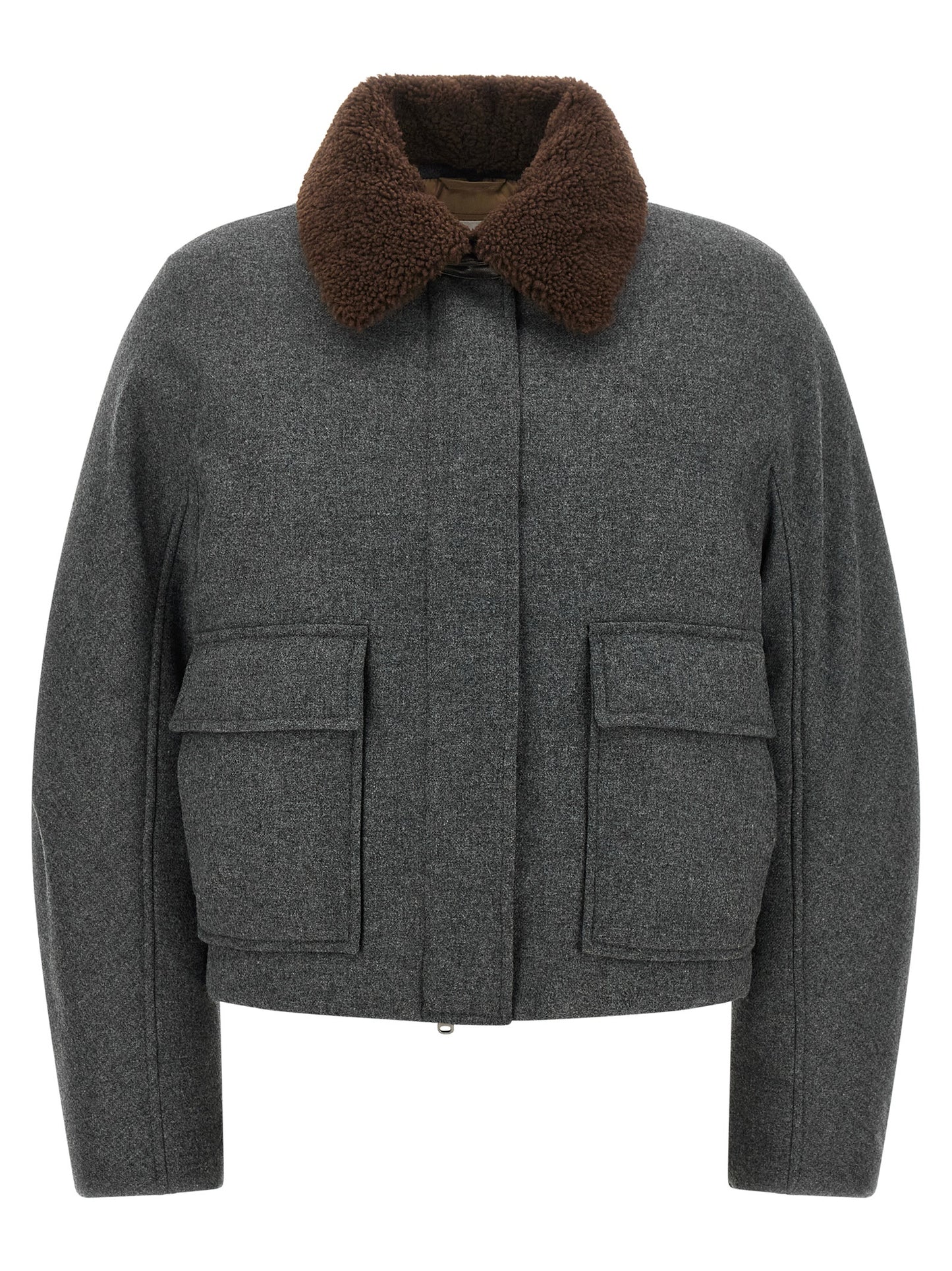 Brunello Cucinelli Women Shearling Collar Cropped Jacket BRUNELLO CUCINELLI