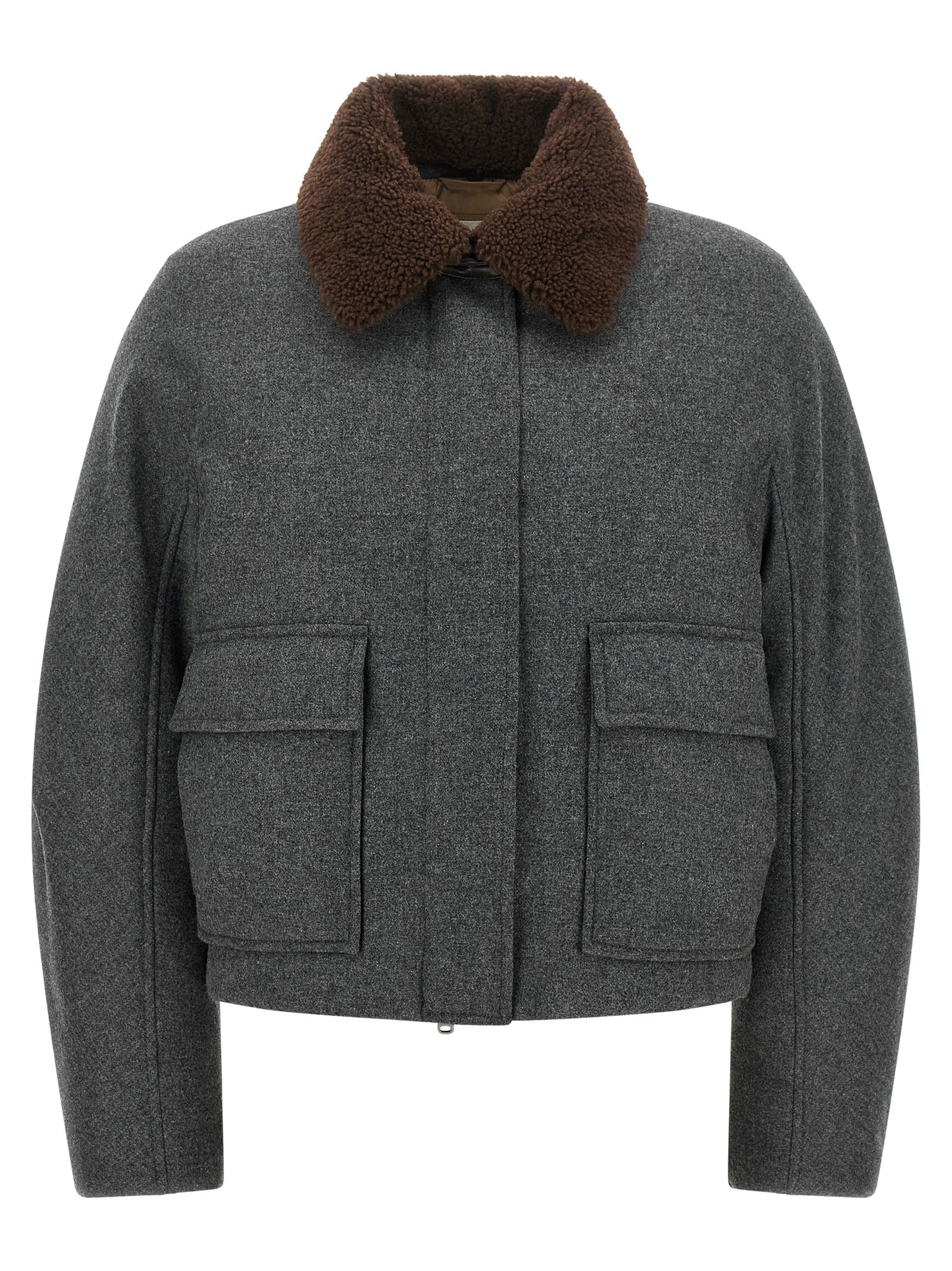 Brunello Cucinelli Women Shearling Collar Cropped Jacket BRUNELLO CUCINELLI