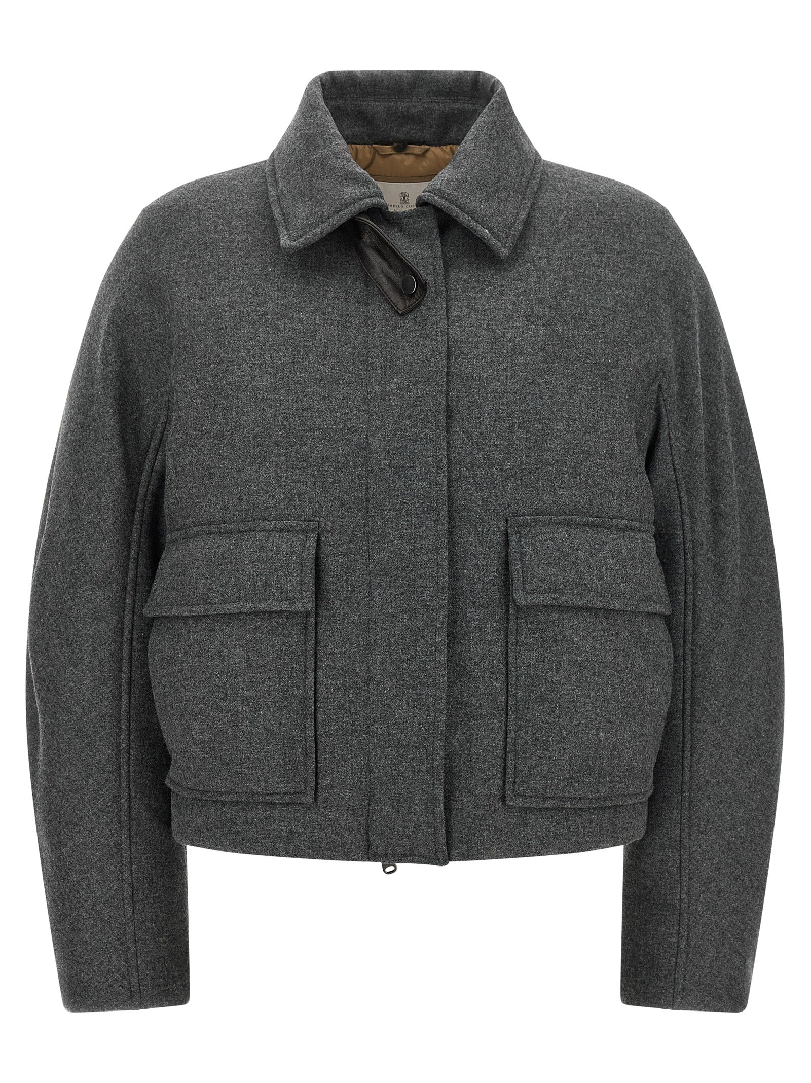 Brunello Cucinelli Women Shearling Collar Cropped Jacket BRUNELLO CUCINELLI