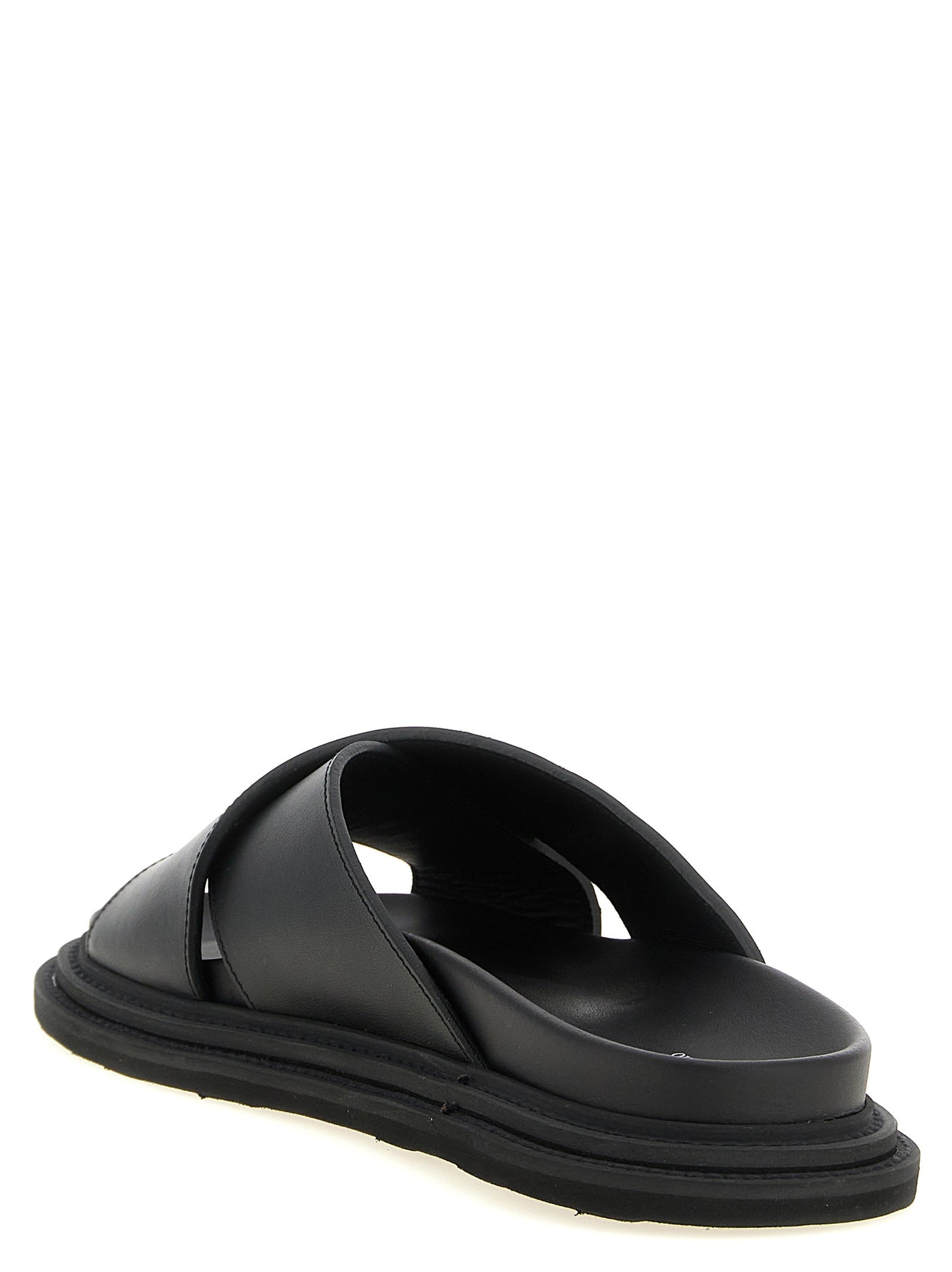 Moschino Men Leather Sabots With Logo MOSCHINO