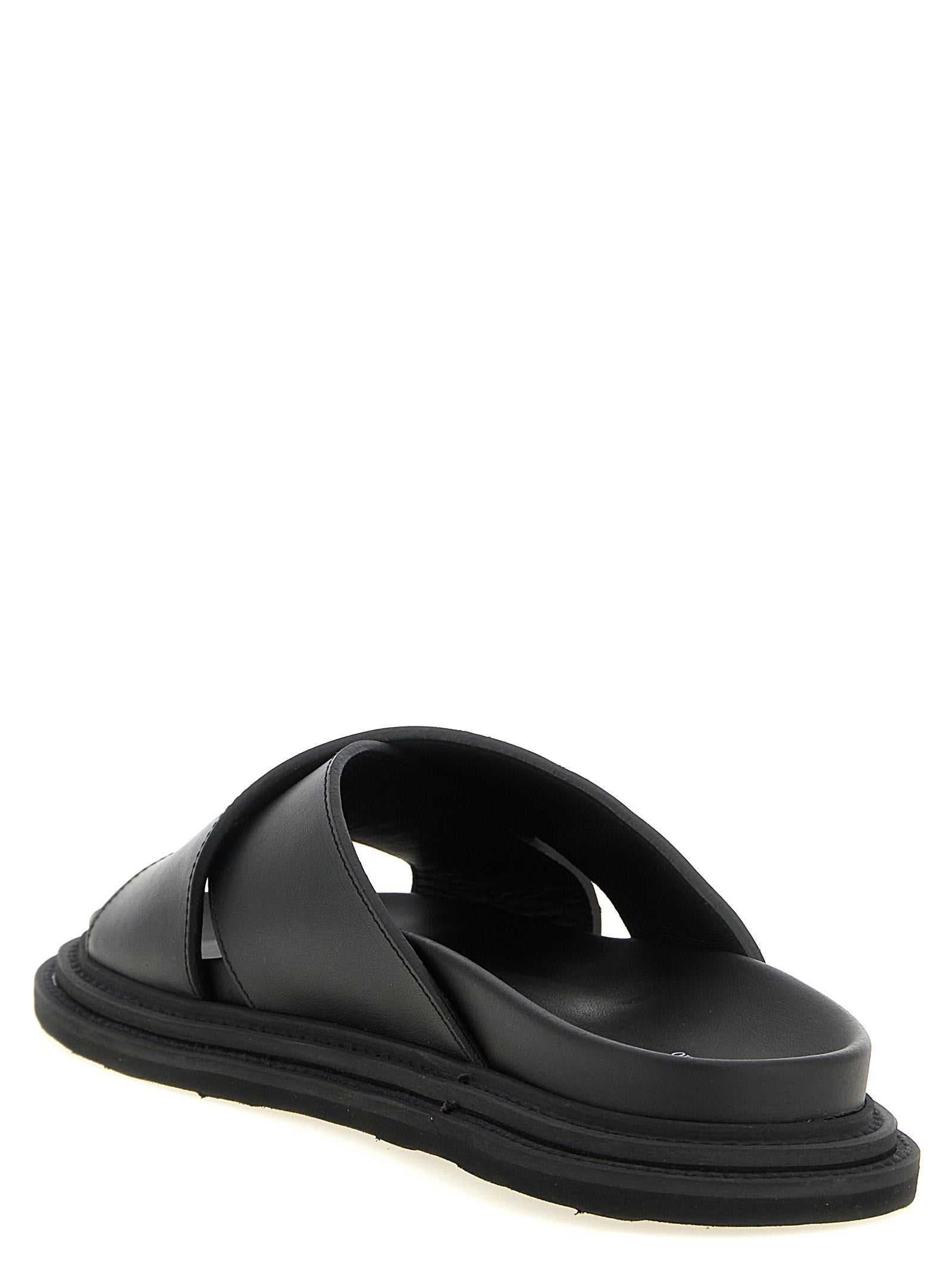 Moschino Men Leather Sabots With Logo MOSCHINO