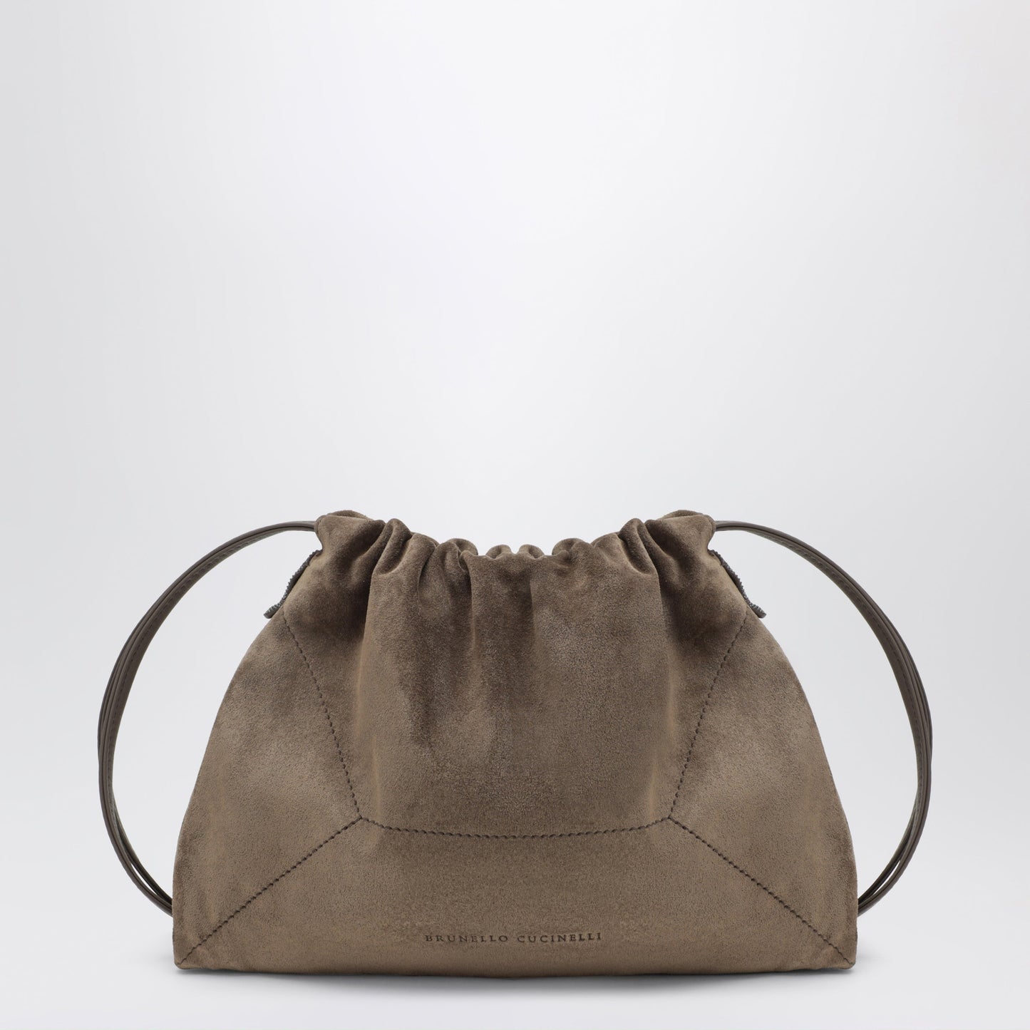 Brunello Cucinelli Grey Green Suede Bc Duo Pouch Bag With Monile Women BRUNELLO CUCINELLI