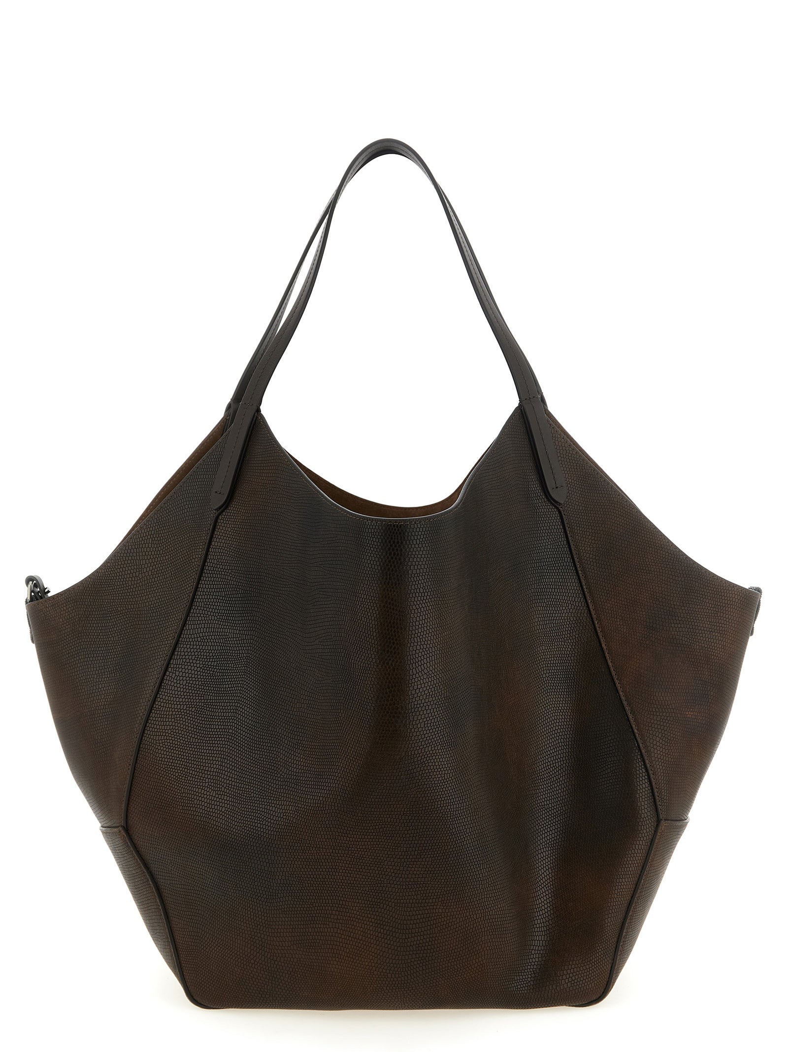 Brunello Cucinelli Women Reversible Lizard Effect Leather Duo Shopping Bag BRUNELLO CUCINELLI
