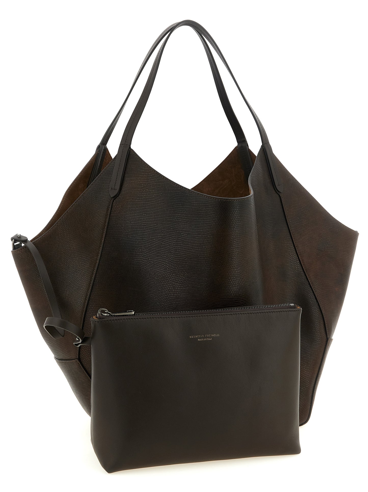 Brunello Cucinelli Women Reversible Lizard Effect Leather Duo Shopping Bag BRUNELLO CUCINELLI