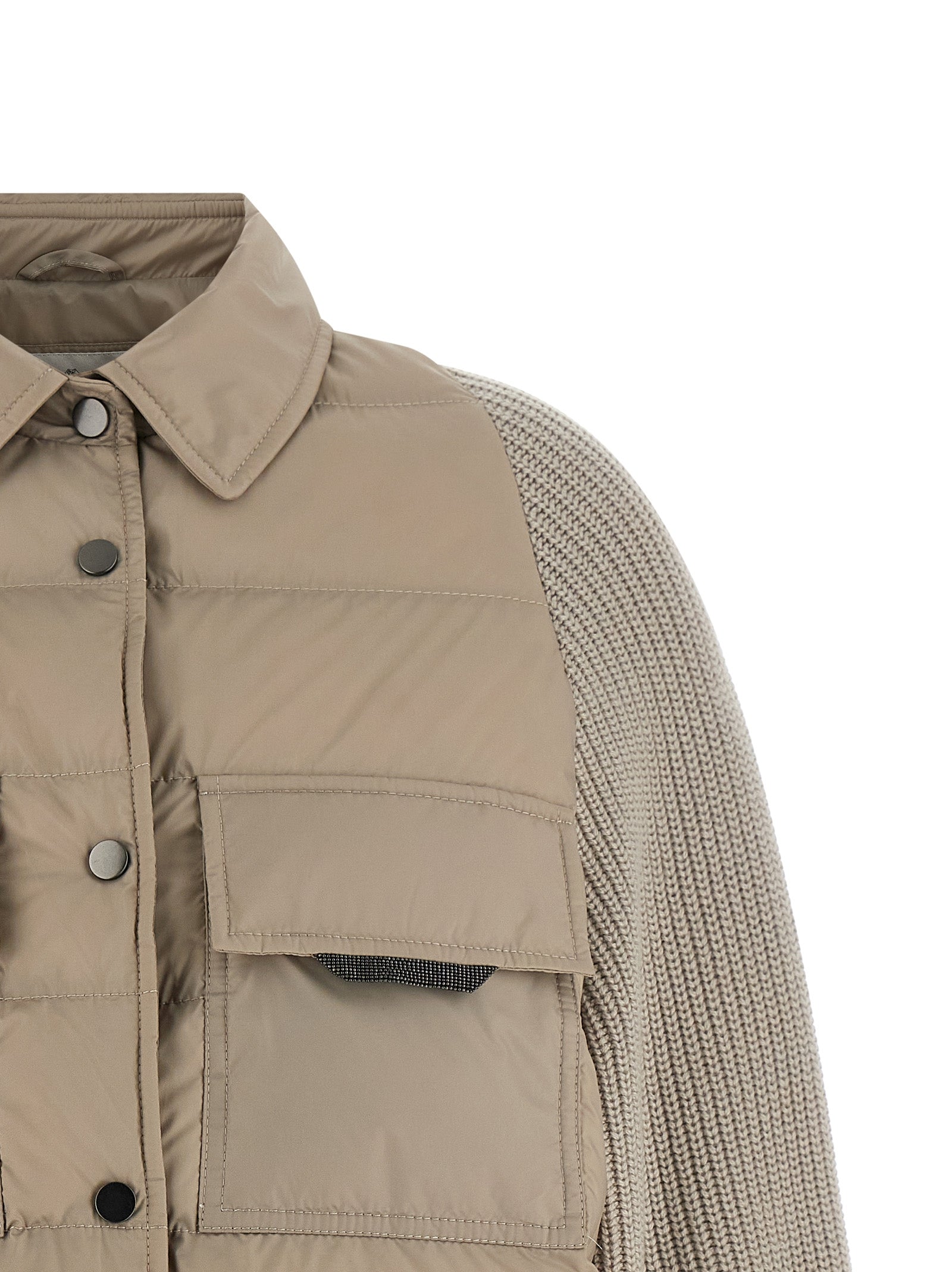 Brunello Cucinelli Women 'Shiny Flap Detail' Down Jacket BRUNELLO CUCINELLI