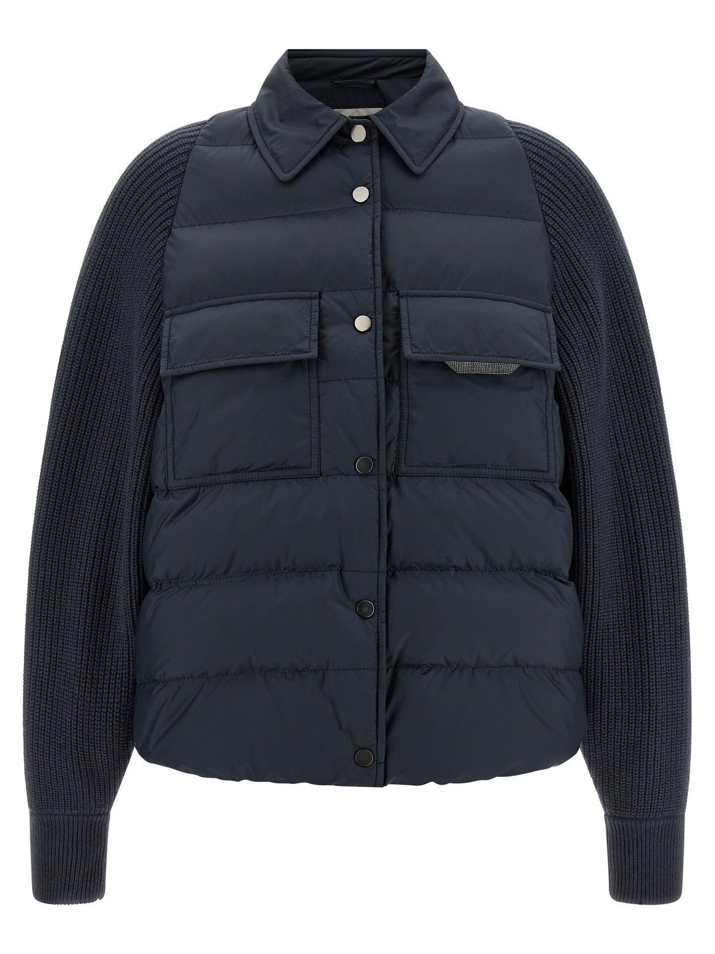 Brunello Cucinelli Women 'Shiny Flap Detail' Down Jacket BRUNELLO CUCINELLI