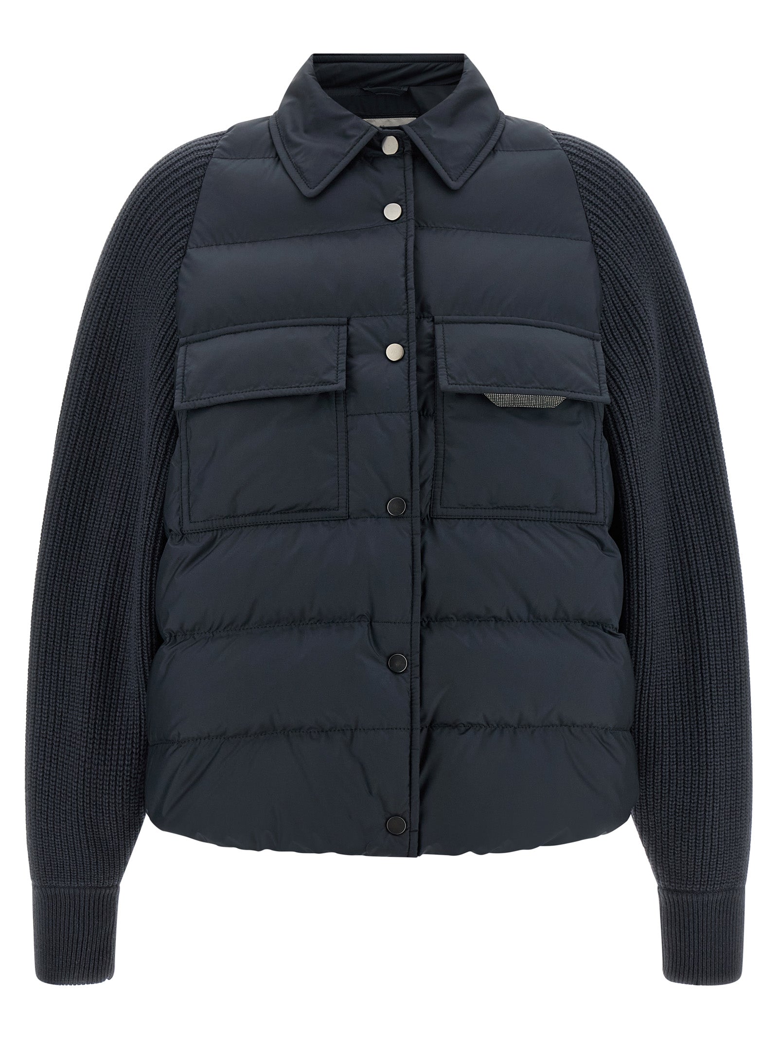 Brunello Cucinelli Women 'Shiny Flap Detail' Down Jacket BRUNELLO CUCINELLI