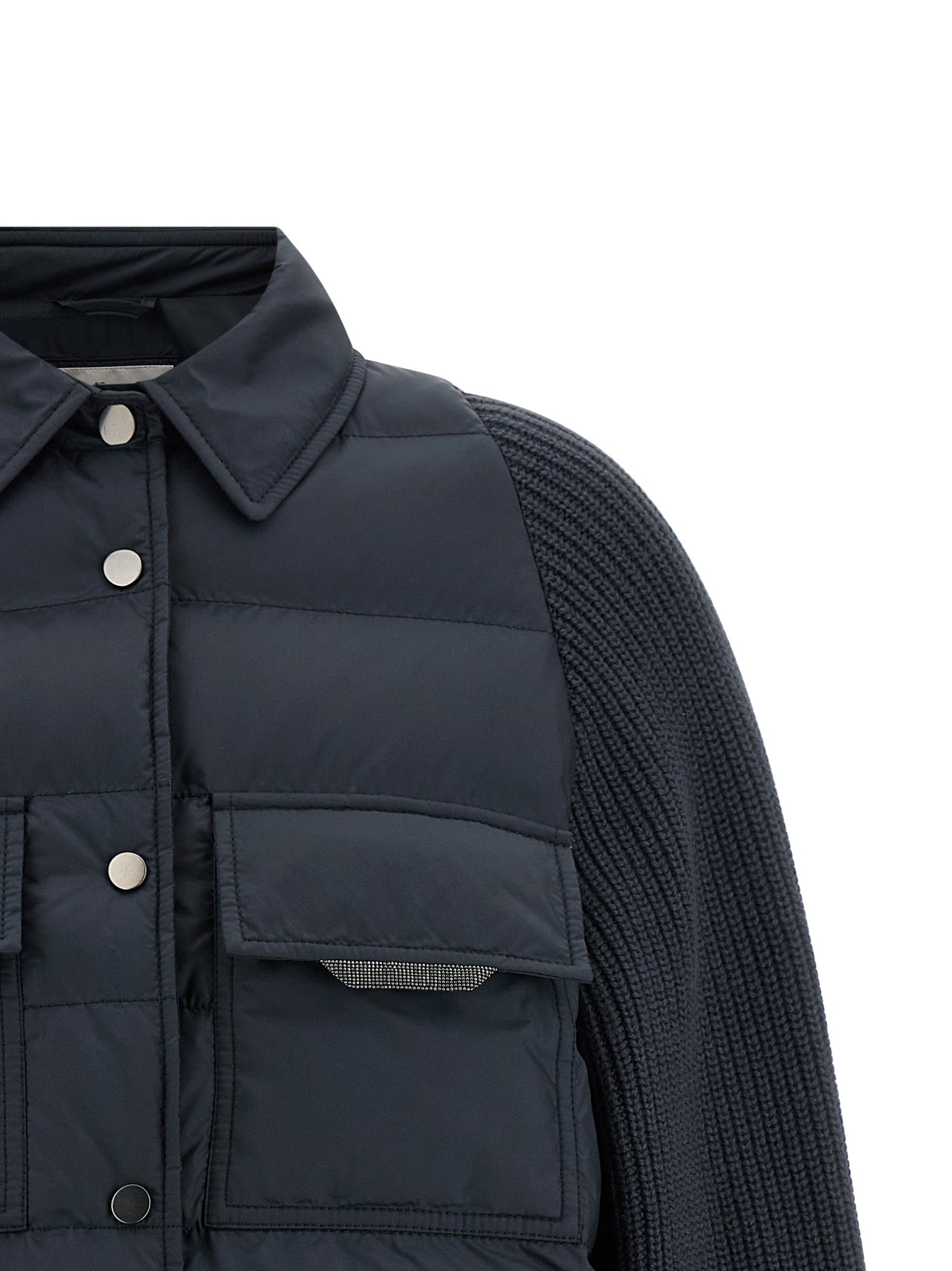 Brunello Cucinelli Women 'Shiny Flap Detail' Down Jacket BRUNELLO CUCINELLI