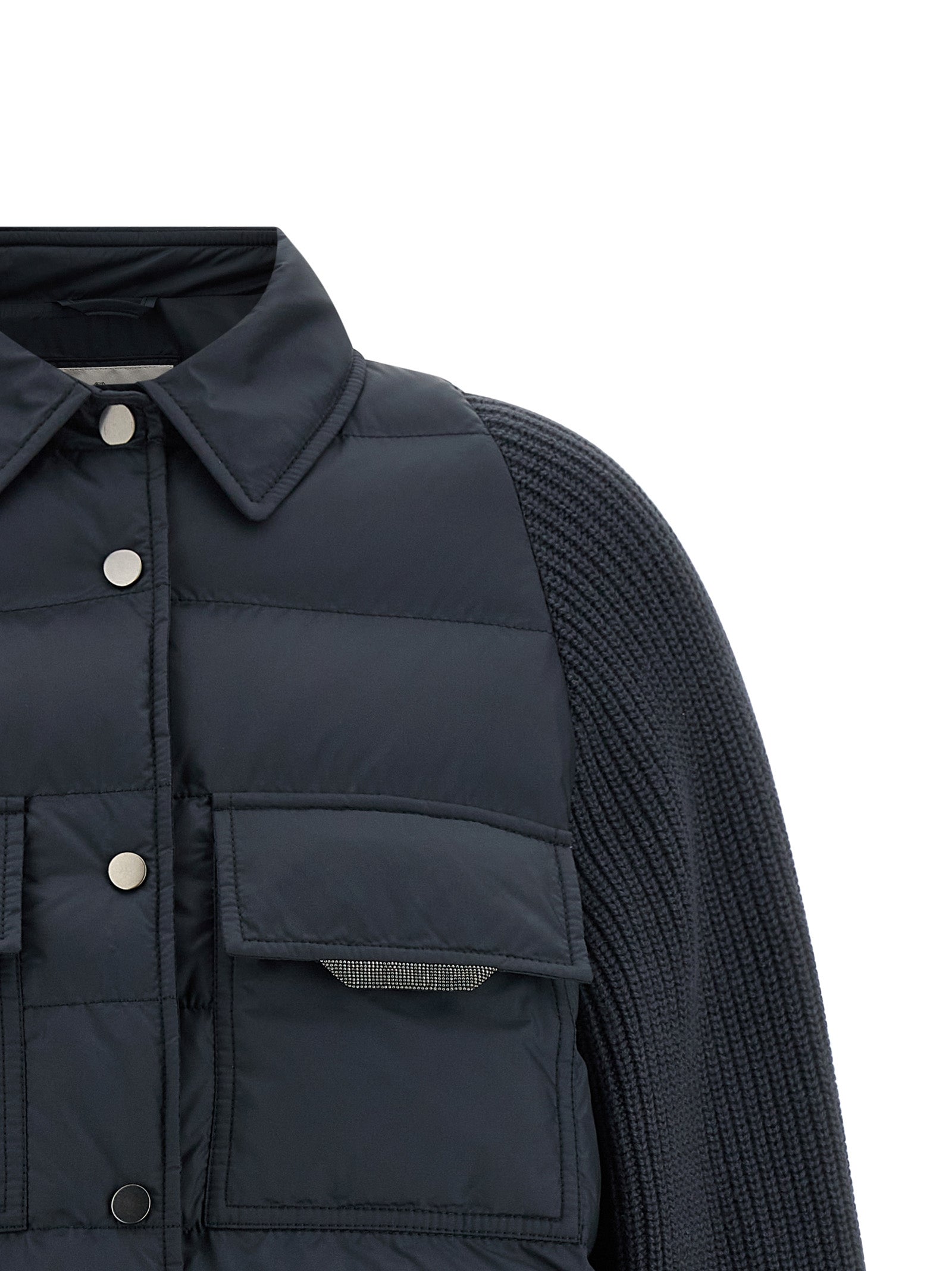 Brunello Cucinelli Women 'Shiny Flap Detail' Down Jacket BRUNELLO CUCINELLI