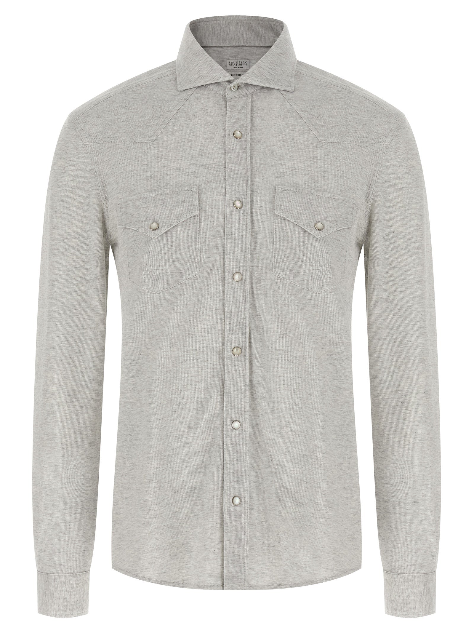 Brunello Cucinelli Men Piqué Cotton Shirt BRUNELLO CUCINELLI