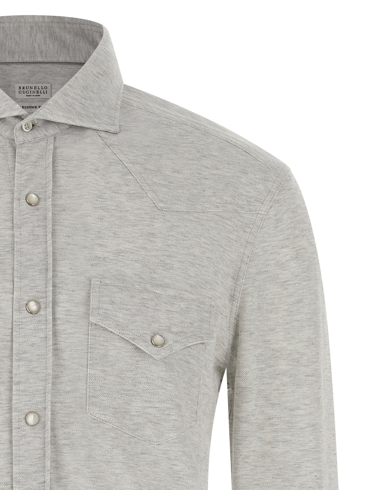 Brunello Cucinelli Men Piqué Cotton Shirt BRUNELLO CUCINELLI