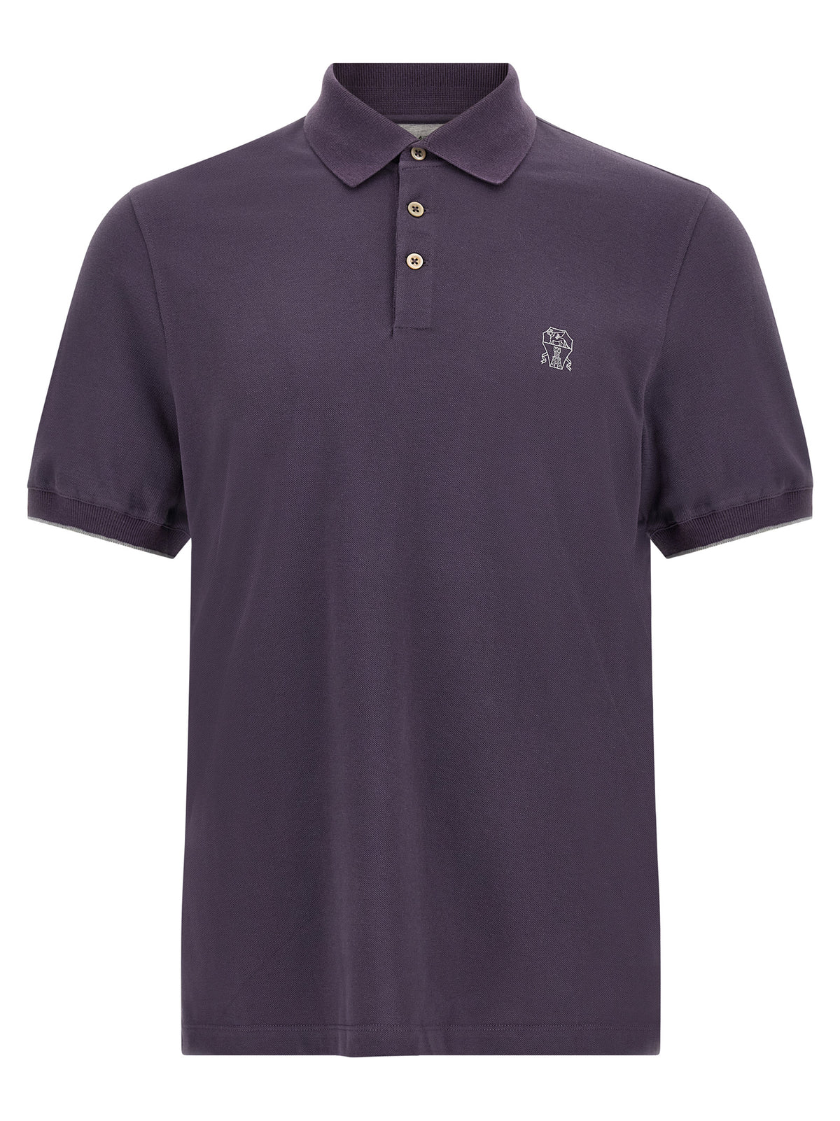 Brunello Cucinelli Men Purple Logo Embroidery Polo Shirt BRUNELLO CUCINELLI