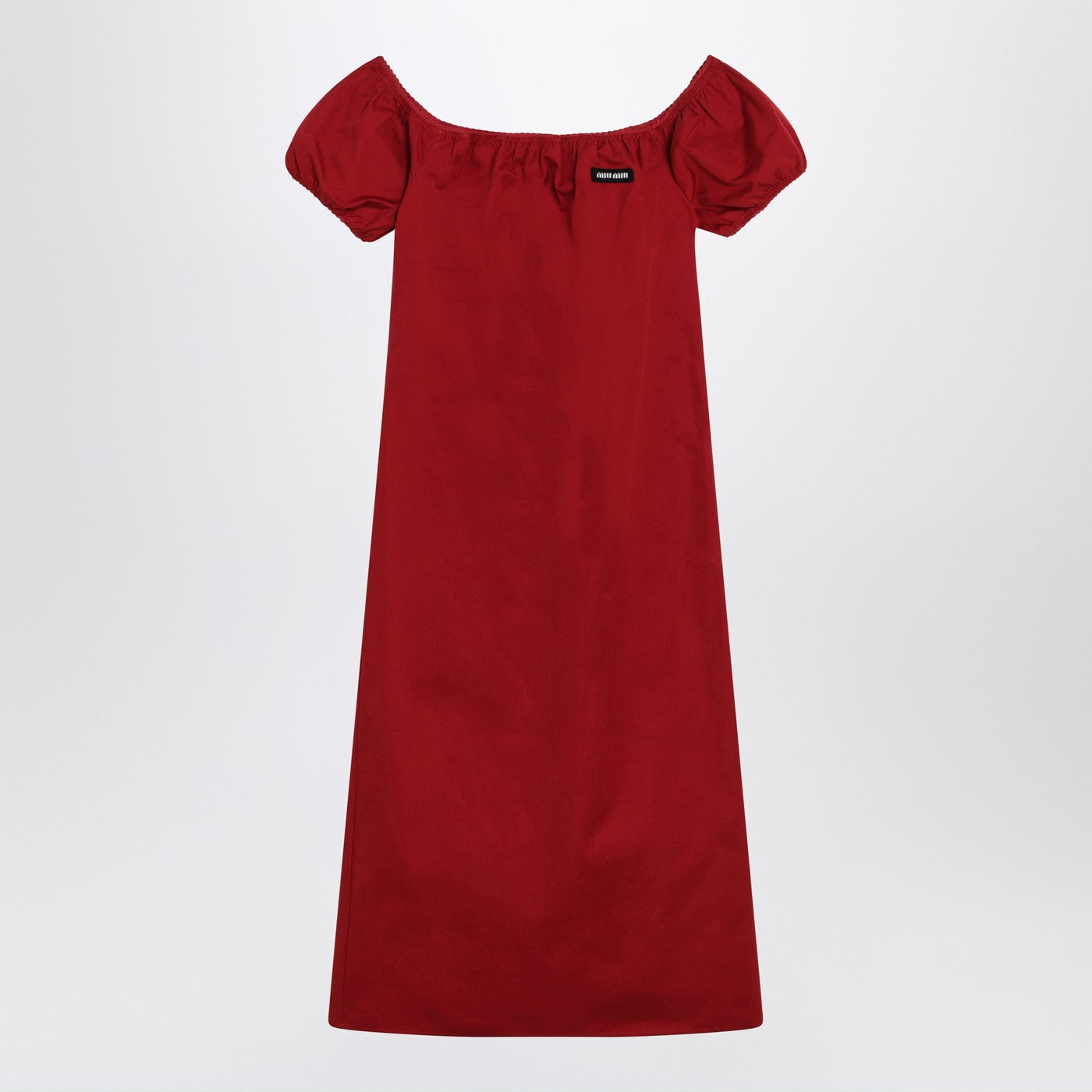 Miu Miu Midi Dress With Off-The-Shoulder Design And Logo Detail Women MIU MIU
