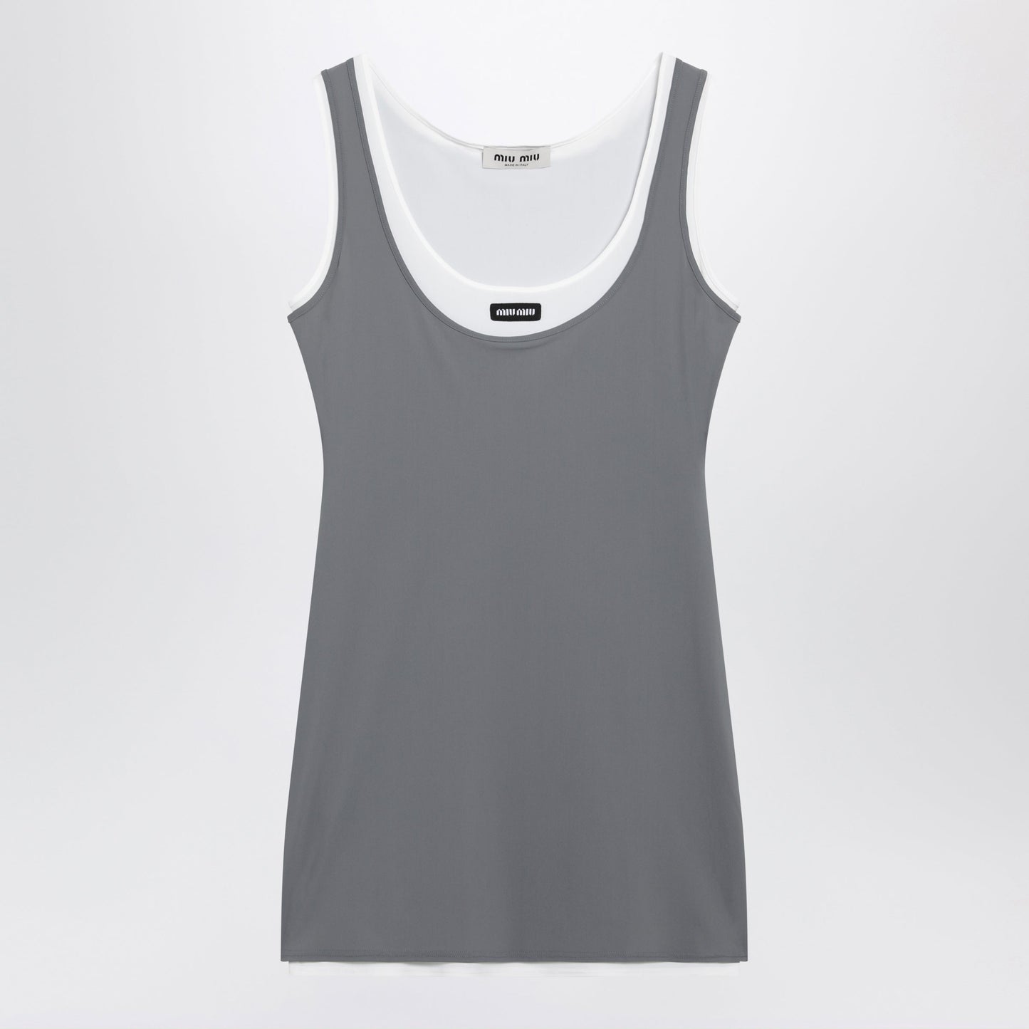 Miu Miu Short Stretch Jersey Dress In Steel Women MIU MIU