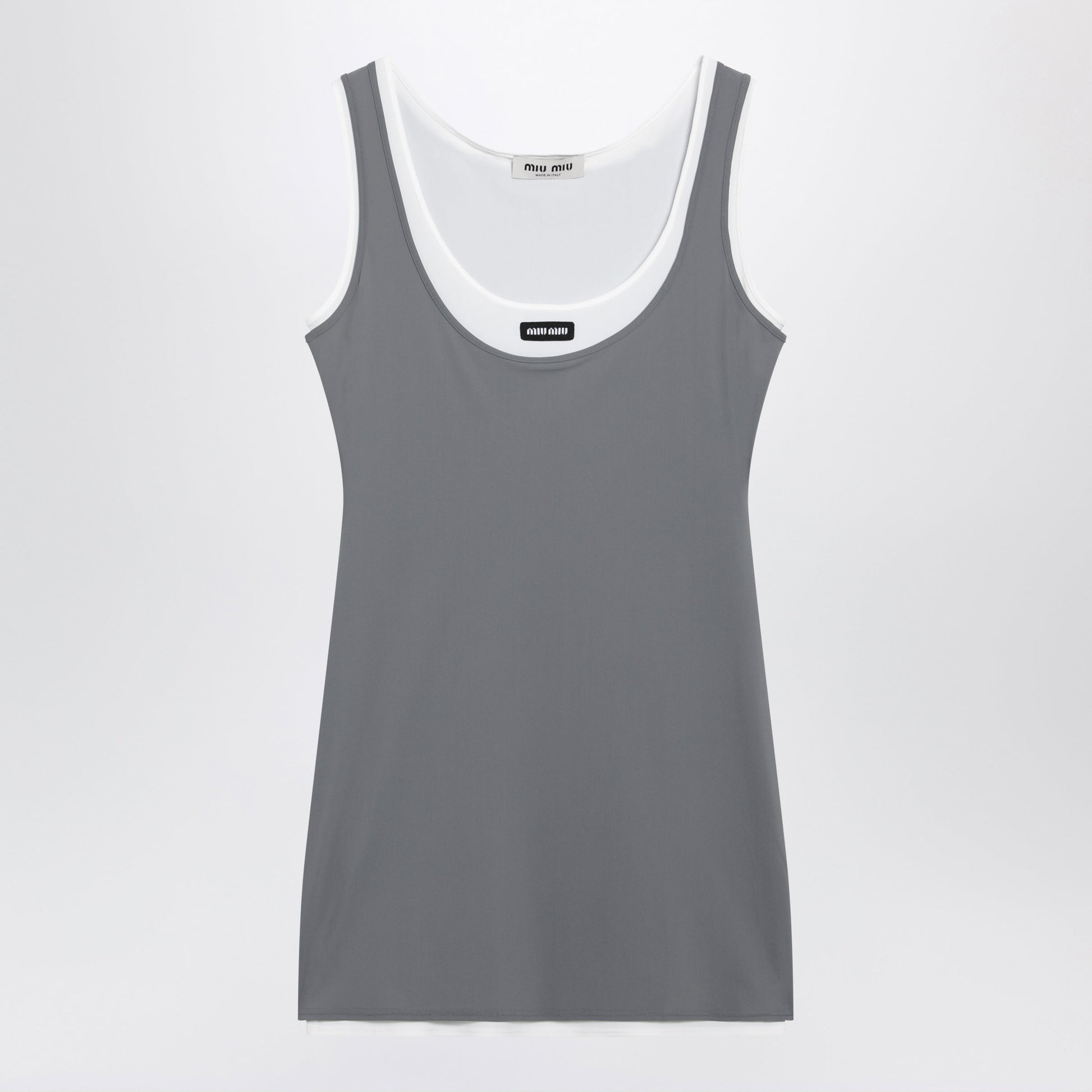 Miu Miu Short Stretch Jersey Dress In Steel Women MIU MIU