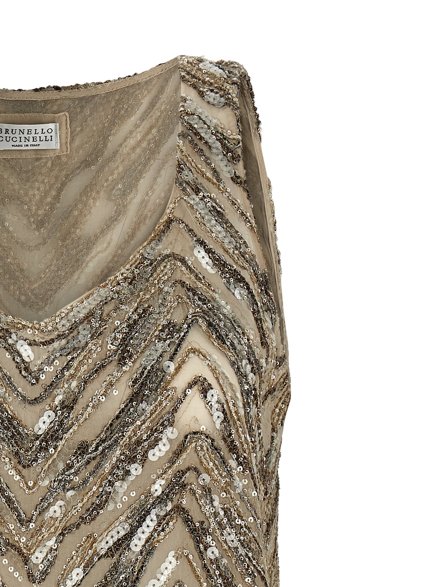 Brunello Cucinelli Women 'Dazzling Chevron Embroidery' Top BRUNELLO CUCINELLI