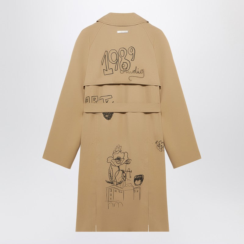 1989 Studio Embroidered Trench Scribble Men