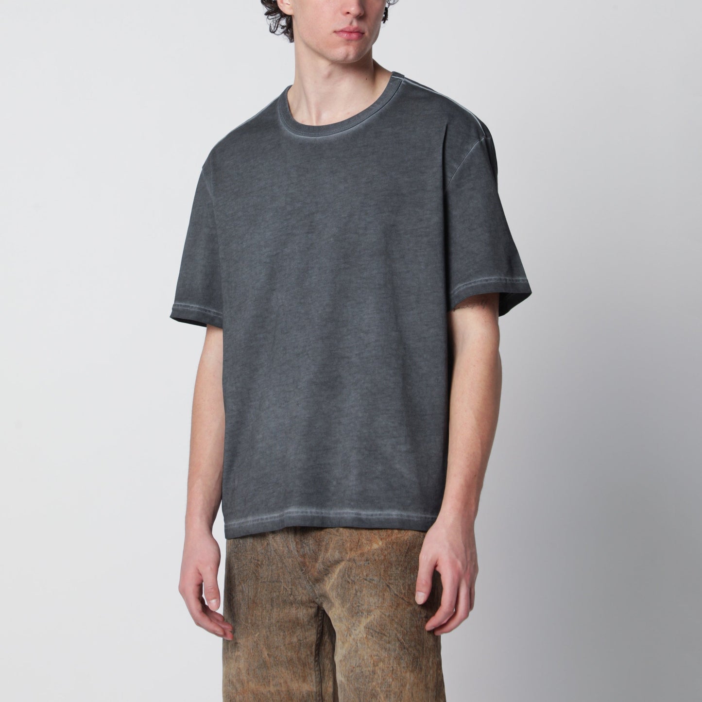 Sefr Mauro Black Washed-Effect T-Shirt In Organic Cotton Men SEFR