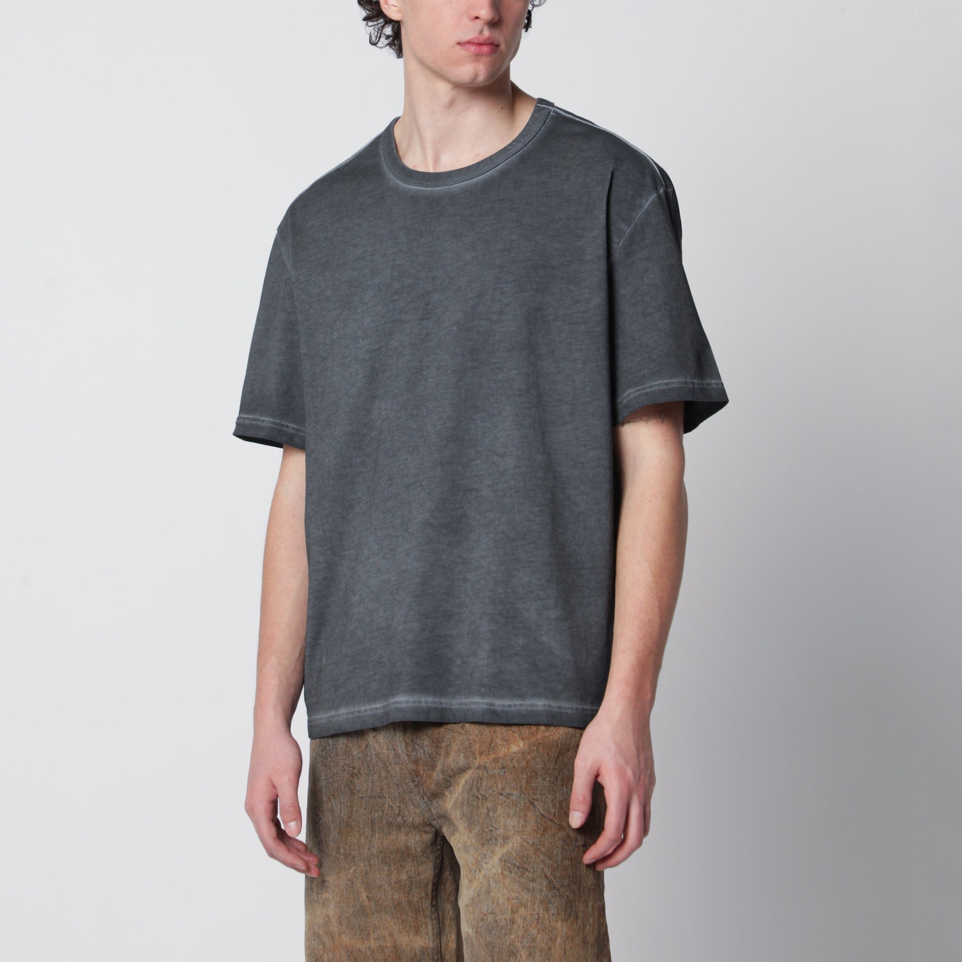 Sefr Mauro Black Washed-Effect T-Shirt In Organic Cotton Men SEFR