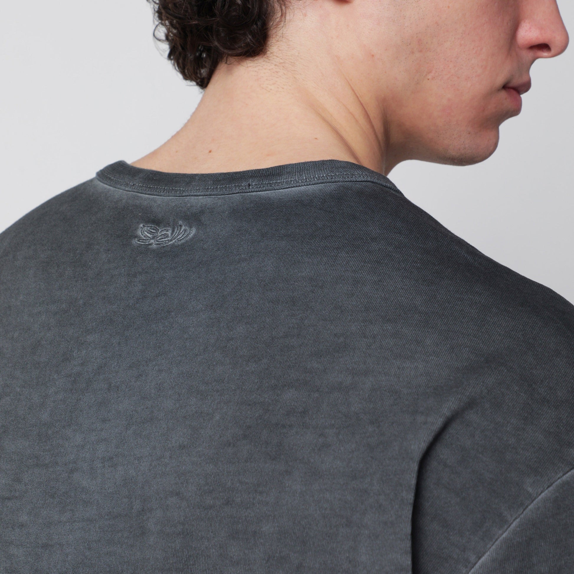 Sefr Mauro Black Washed-Effect T-Shirt In Organic Cotton Men SEFR