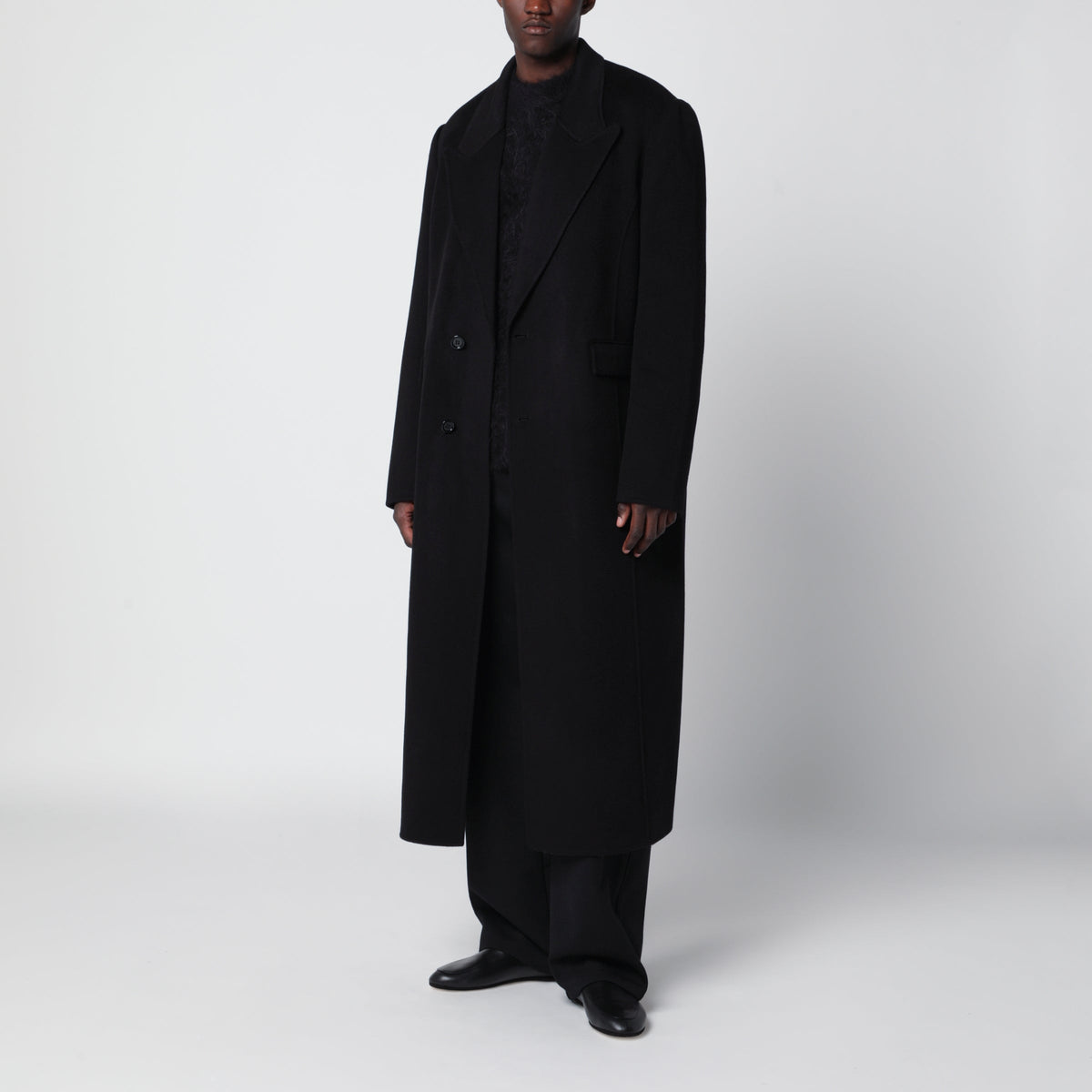 Sefr Long Black Wool And Cashmere Coat Men SEFR