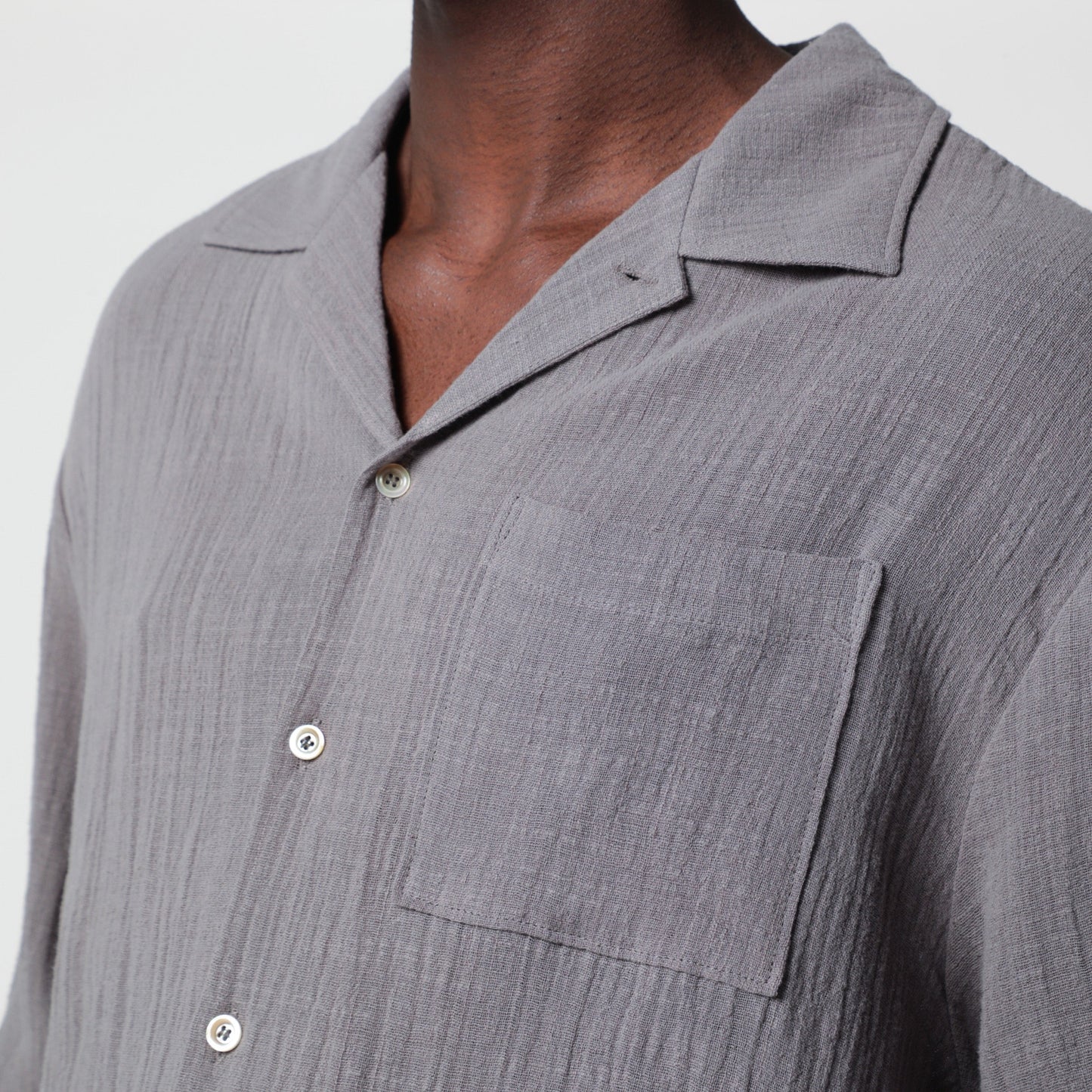 Sefr Grey Crinkled-Effect Cotton Shirt Men SEFR