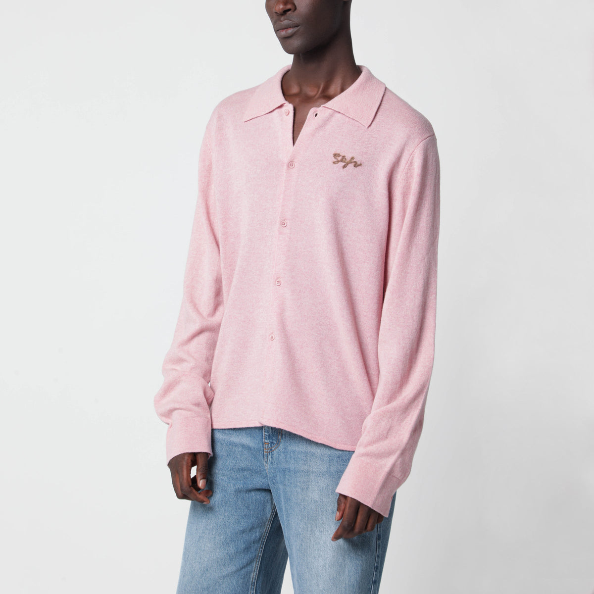 Sefr Pink Shirt-Style Cardigan In Wool Blend Men SEFR