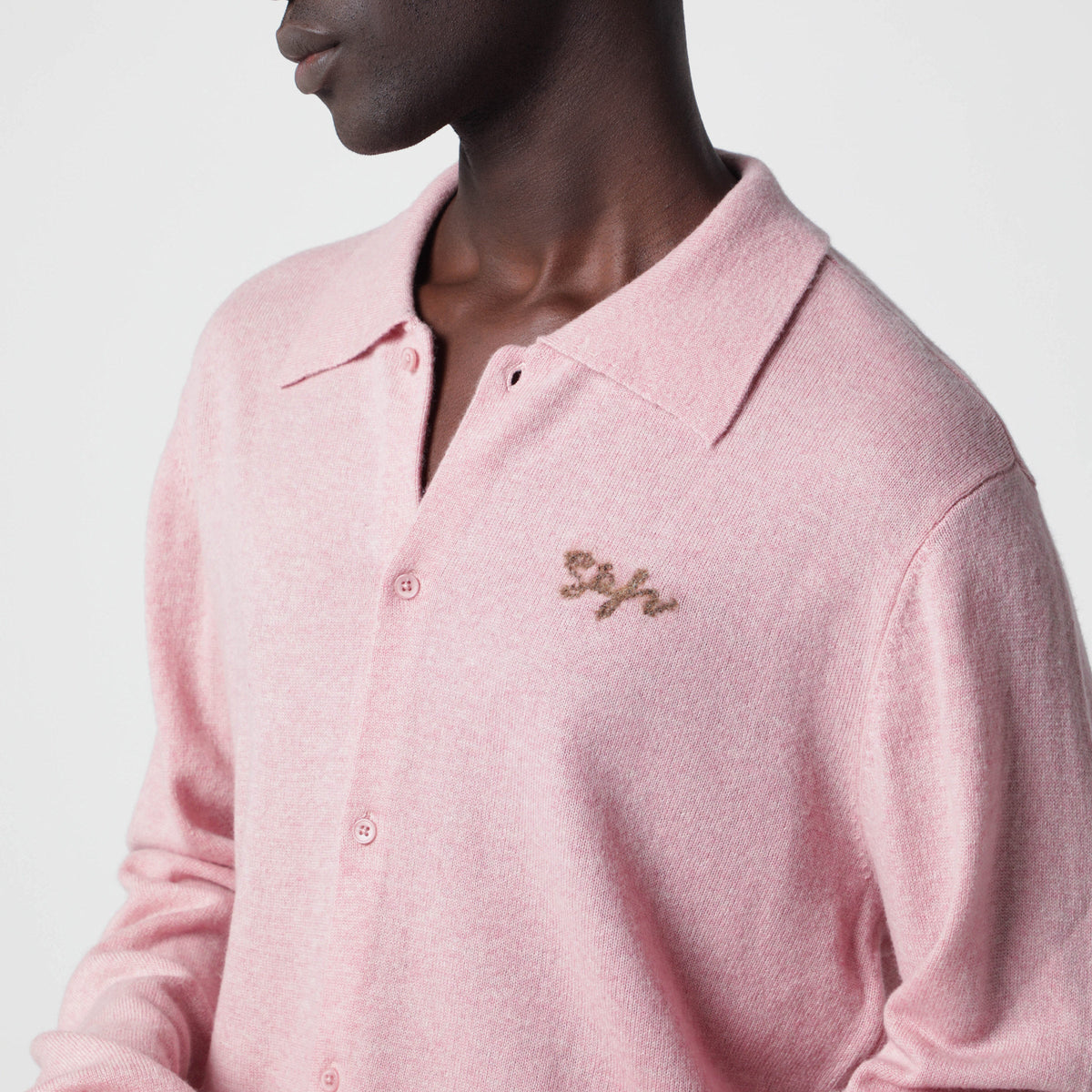 Sefr Pink Shirt-Style Cardigan In Wool Blend Men SEFR