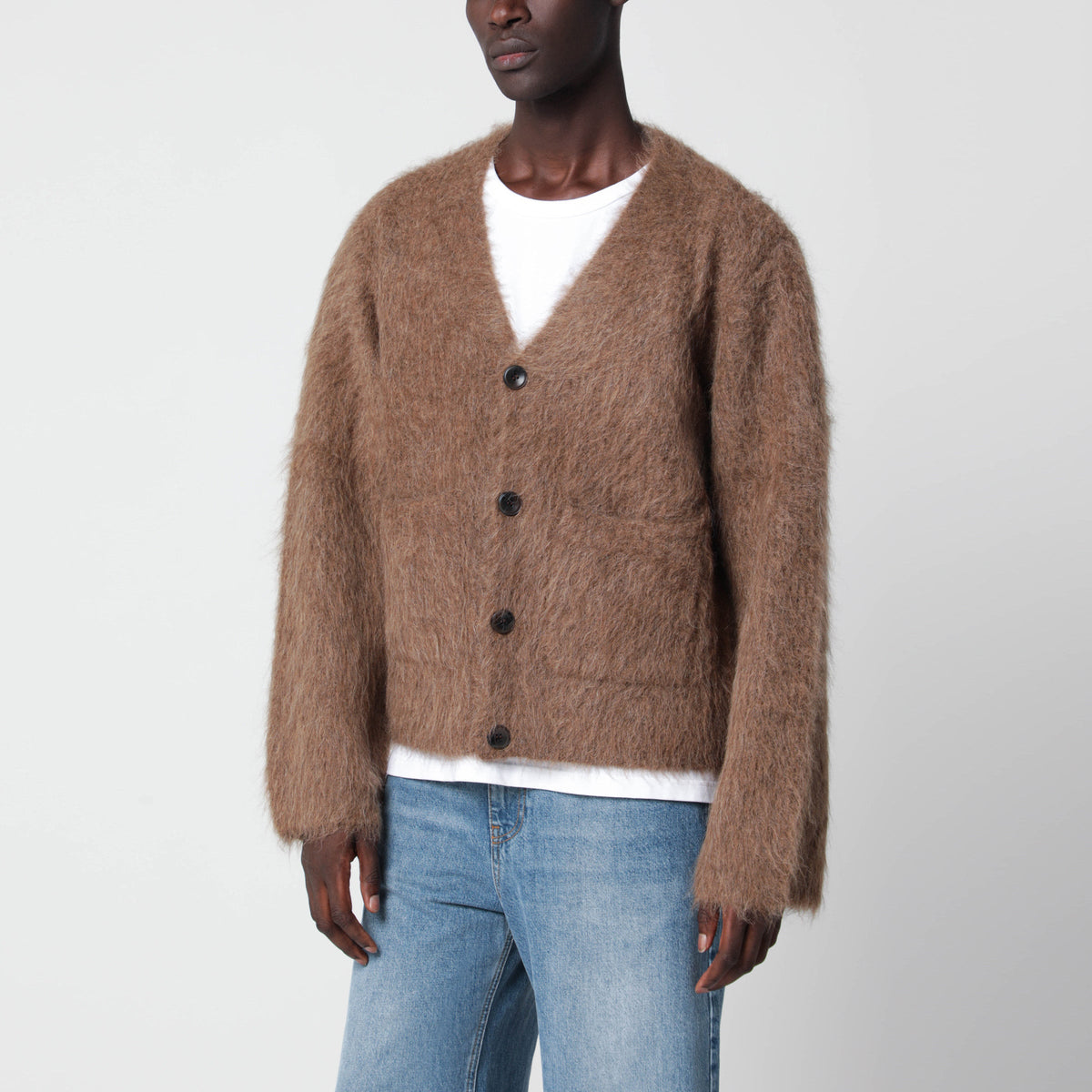 Sefr Taupe Cardigan In Alpaca Blend Men SEFR