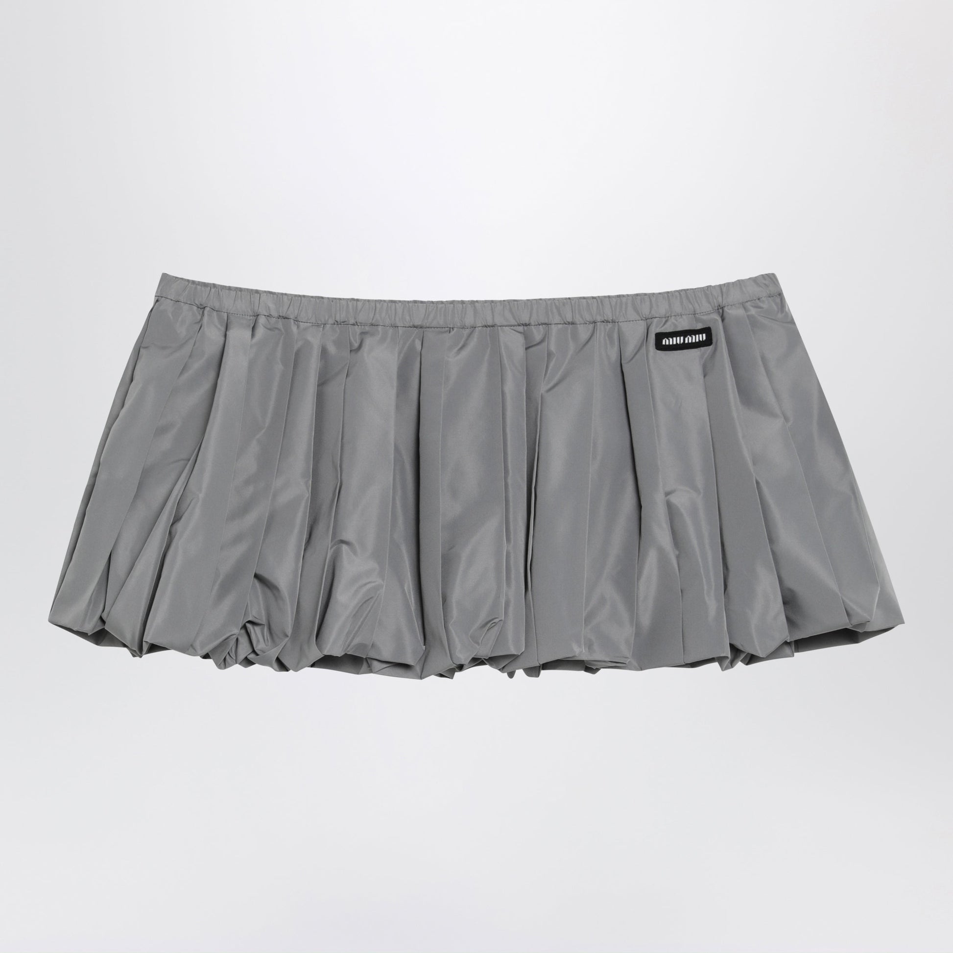 Miu Miu Pleated Balloon Tec Canvas Miniskirt In Lead Grey Women MIU MIU