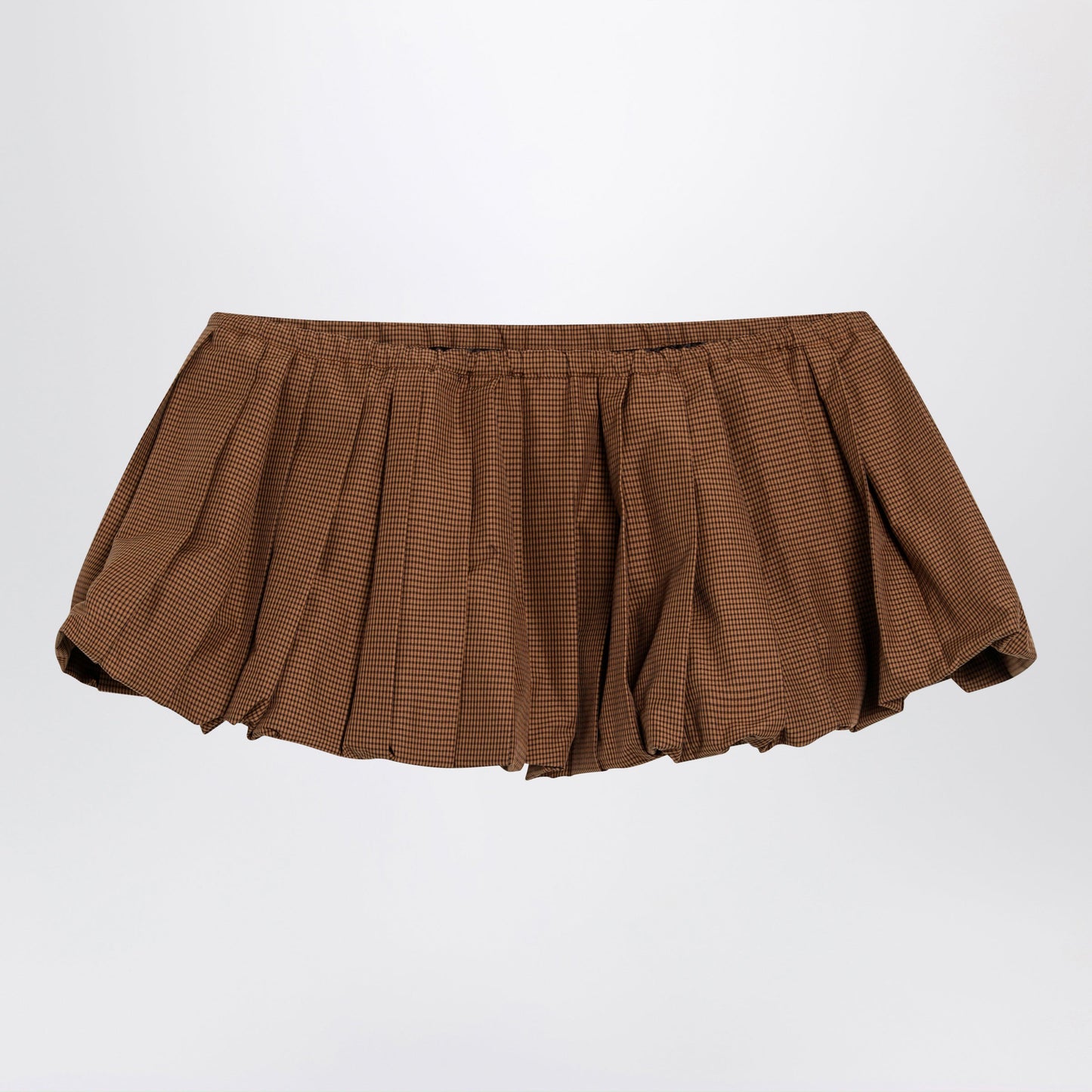Miu Miu Pleated Vichy-Check Mini Skirt In Caramel Women MIU MIU