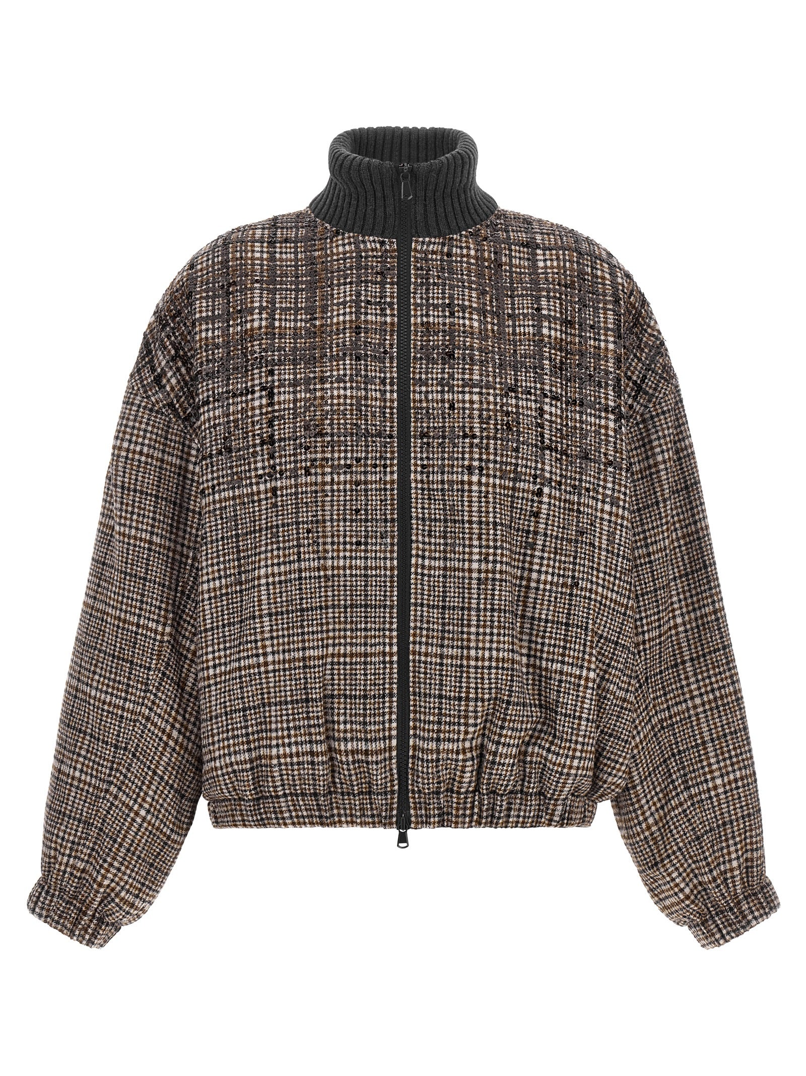 Brunello Cucinelli Women Sequin Check Bomber Jacket BRUNELLO CUCINELLI